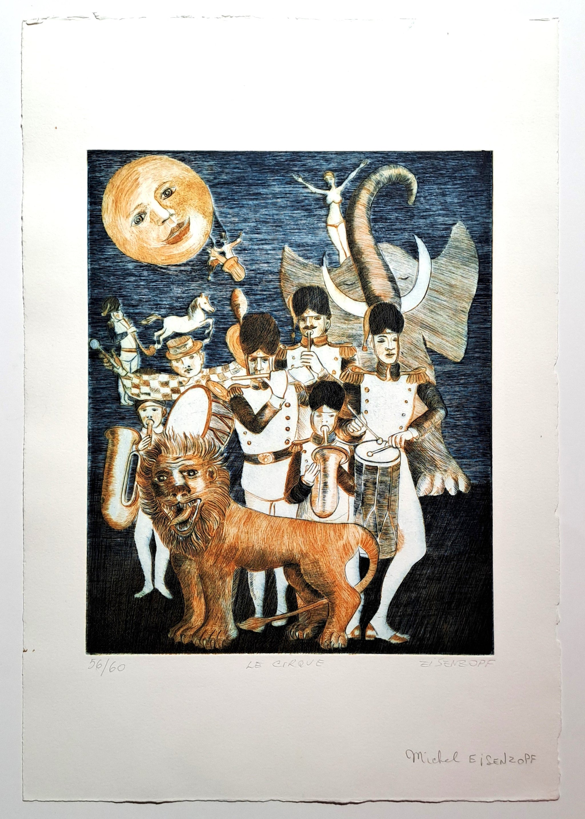 EISENZOPF Michel. Le cirque. Gravure en couleurs, signée.