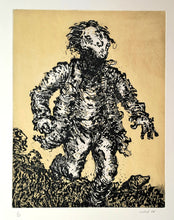 Charger l'image dans la galerie, EPPELÉ Gérard. L'homme qui court. Gravure en couleurs, signée.