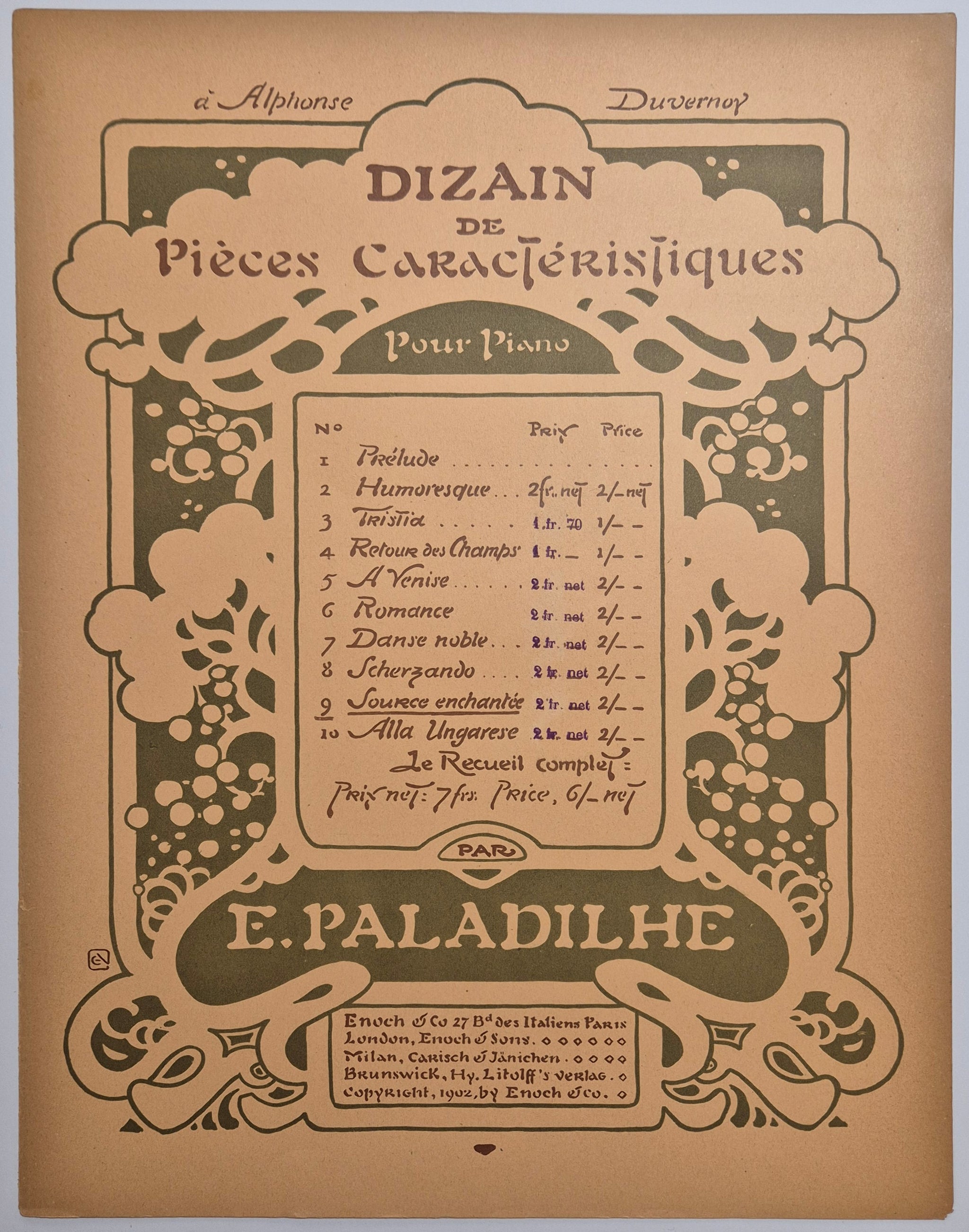 Dizain de pièces caractéristiques (Source enchantée)