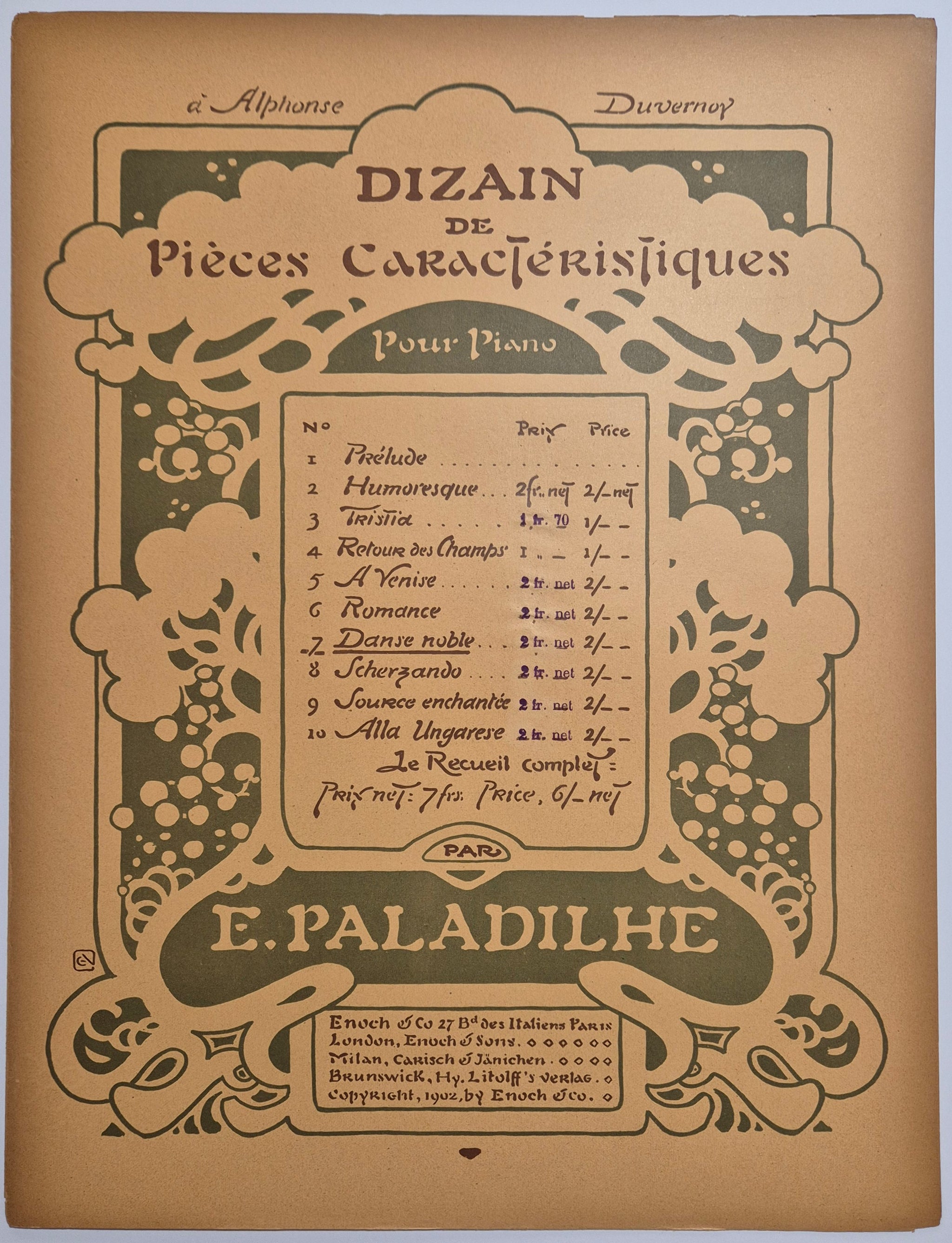 Dizain de pièces caractéristiques (Danse noble).