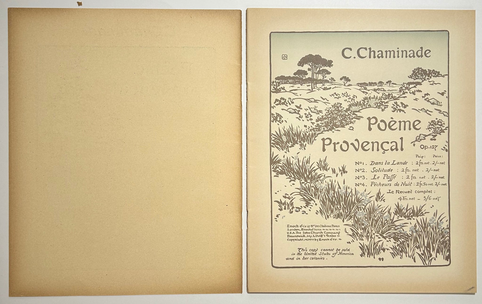 Poème Provençal (n°1 : Dans la lande, 2 : Solitude, 3 : Le Passé, et 4 : Pêcheurs de nuit).