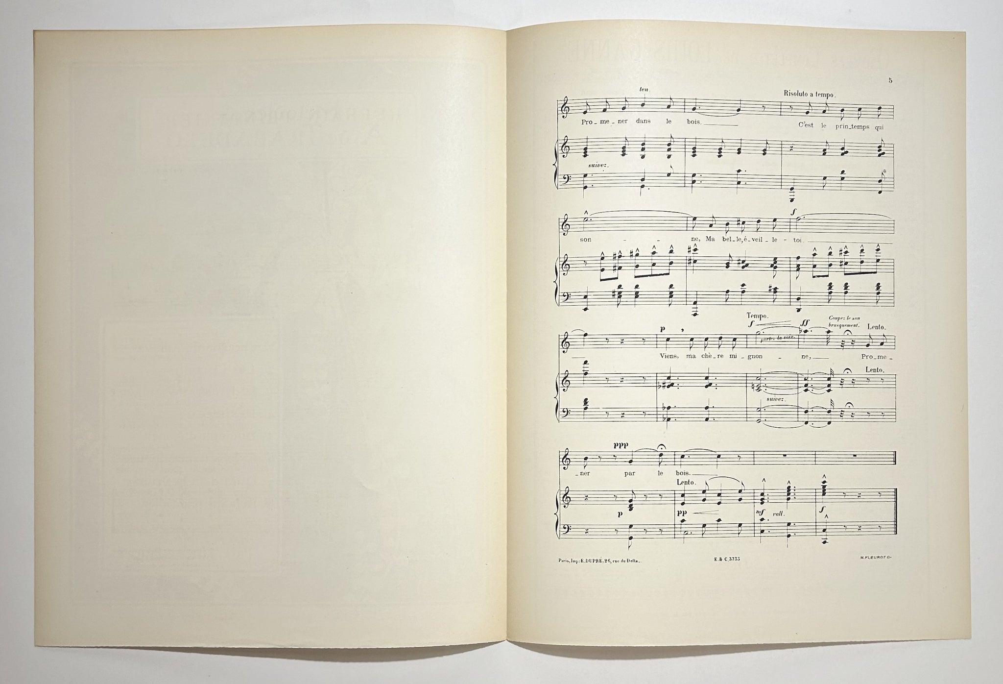 Mélodies (n°8 : Refrain printanier).