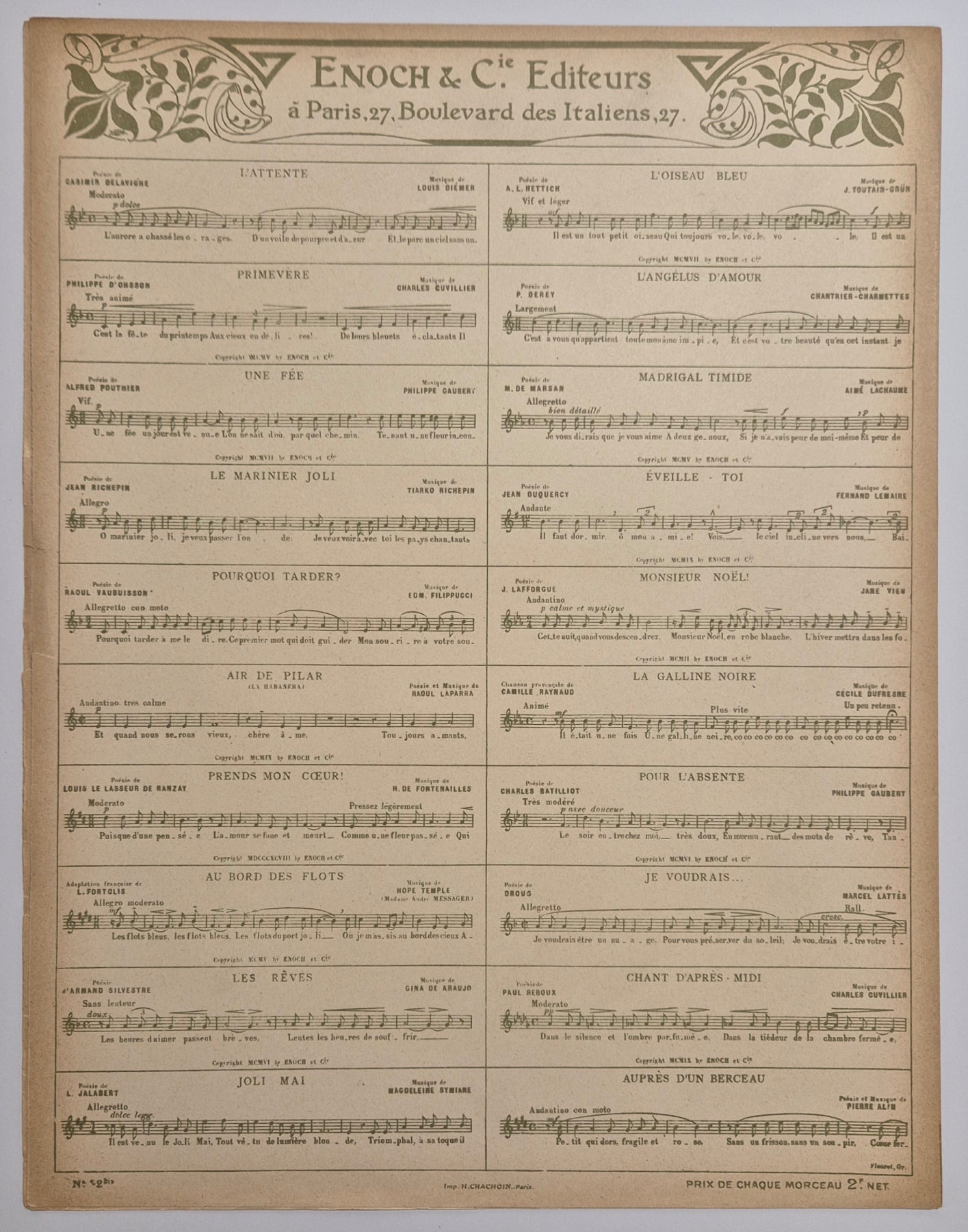 Chanson des gueux. Sept poèmes de Jean Richepin.