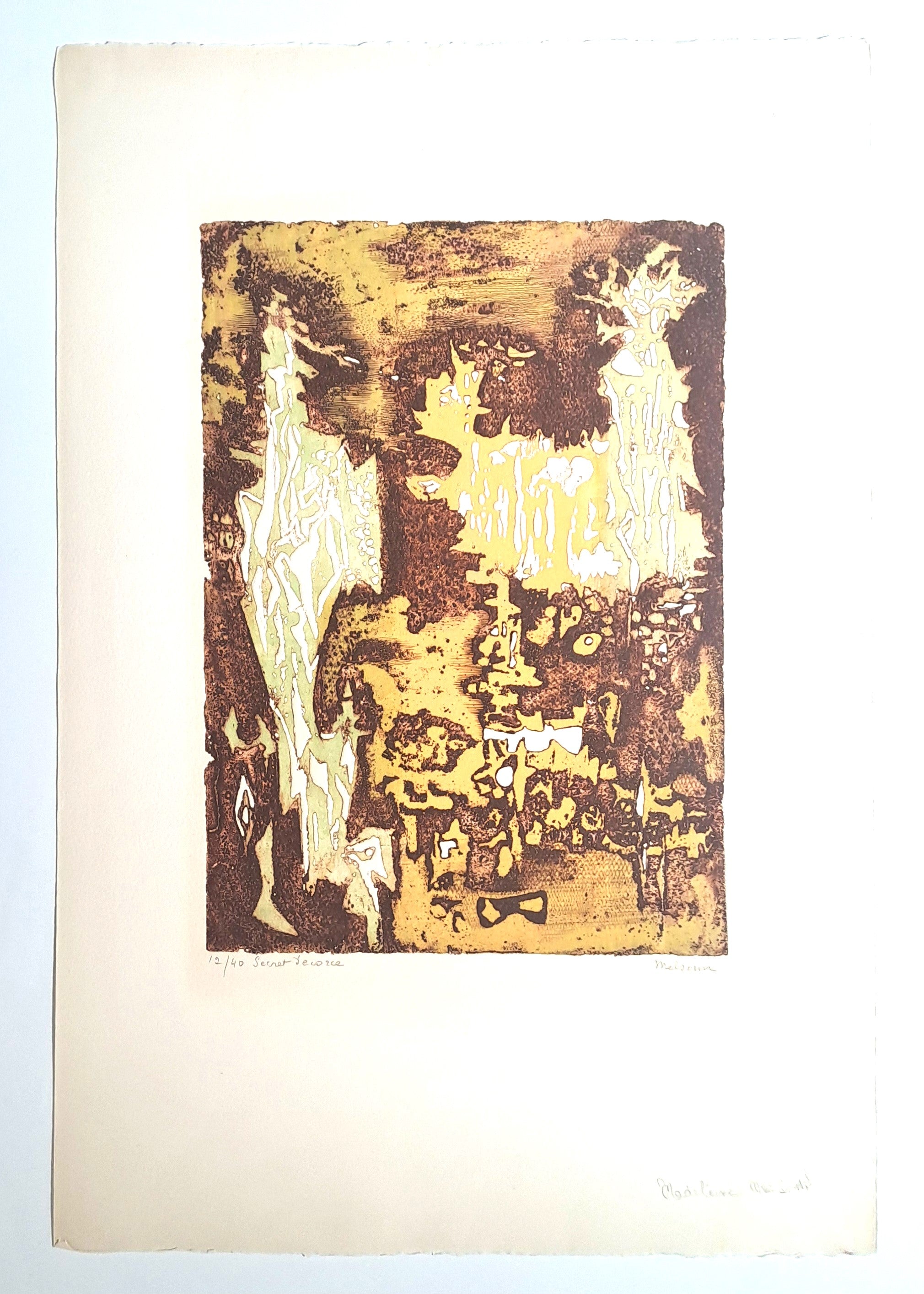 MELSONN Madeleine. Secret d'écorce. Estampe en couleurs signée.