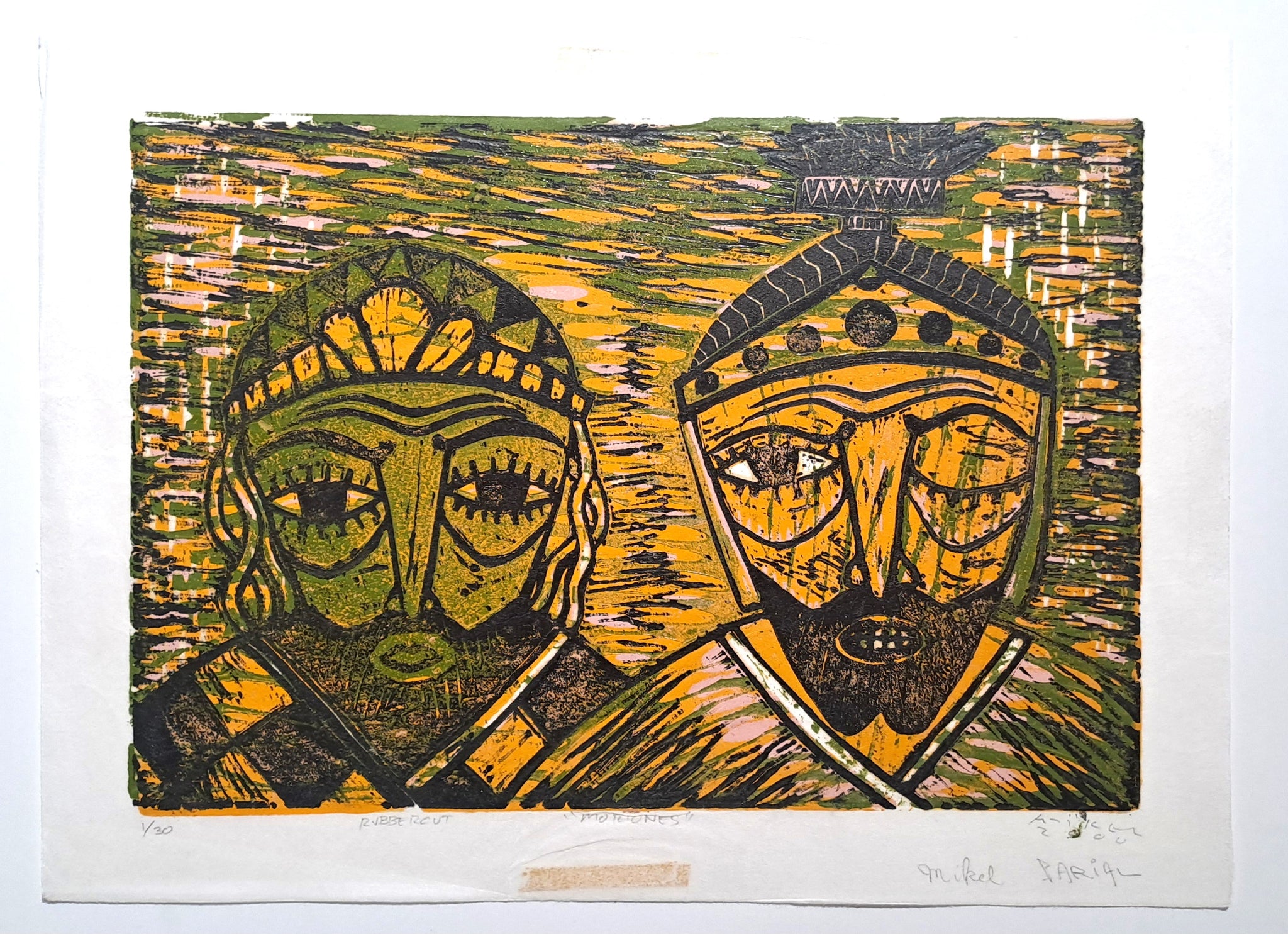 PARIAL Mikel. Moriones. Gravure en couleurs signée.