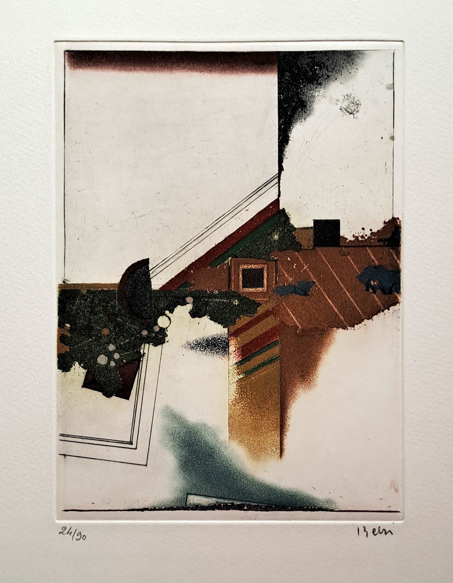 BEERI Tuvia. Les terres chaudes. Gravure en couleurs, signée.
