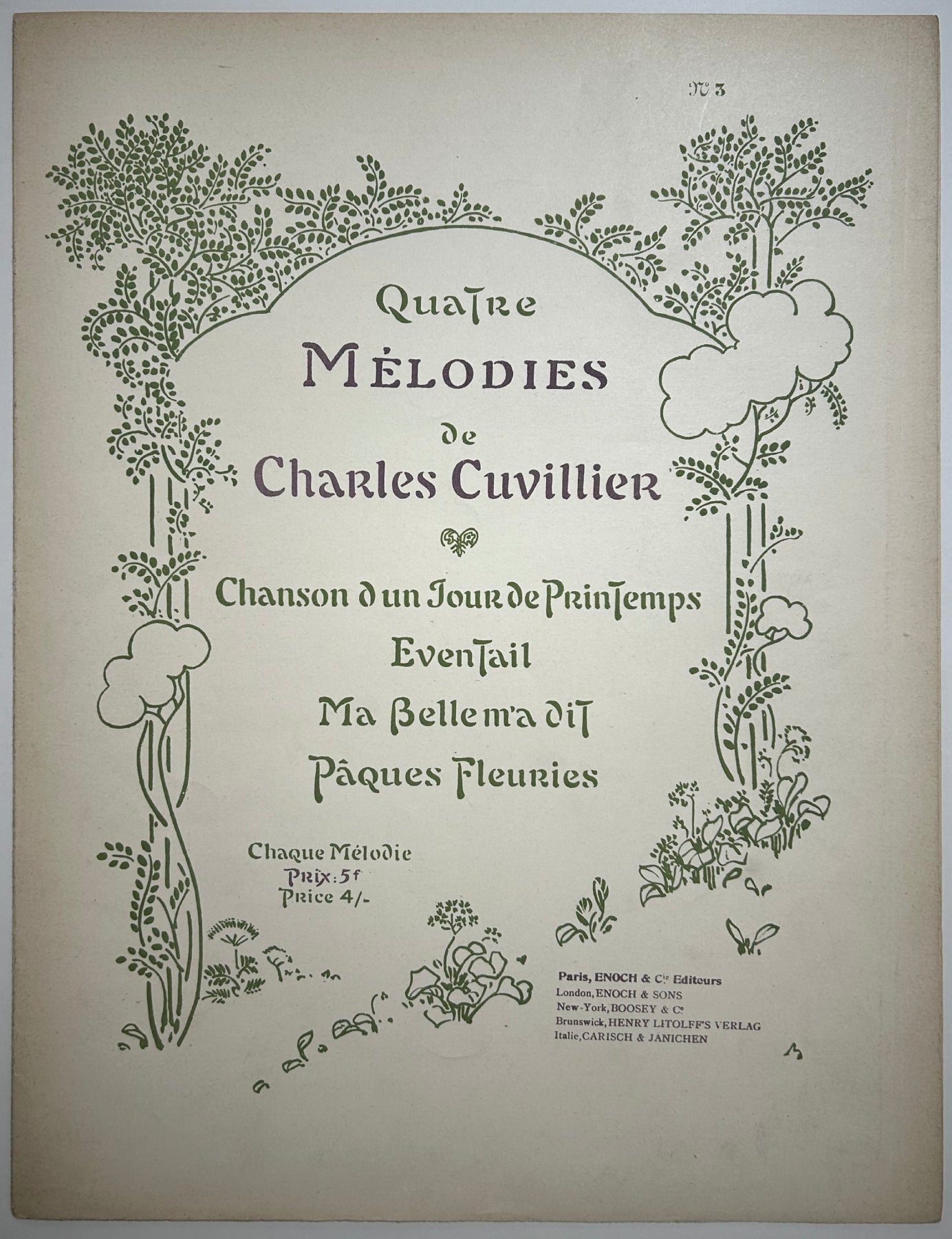 Quatre Mélodies (n°3 : Ma belle m'a dit).