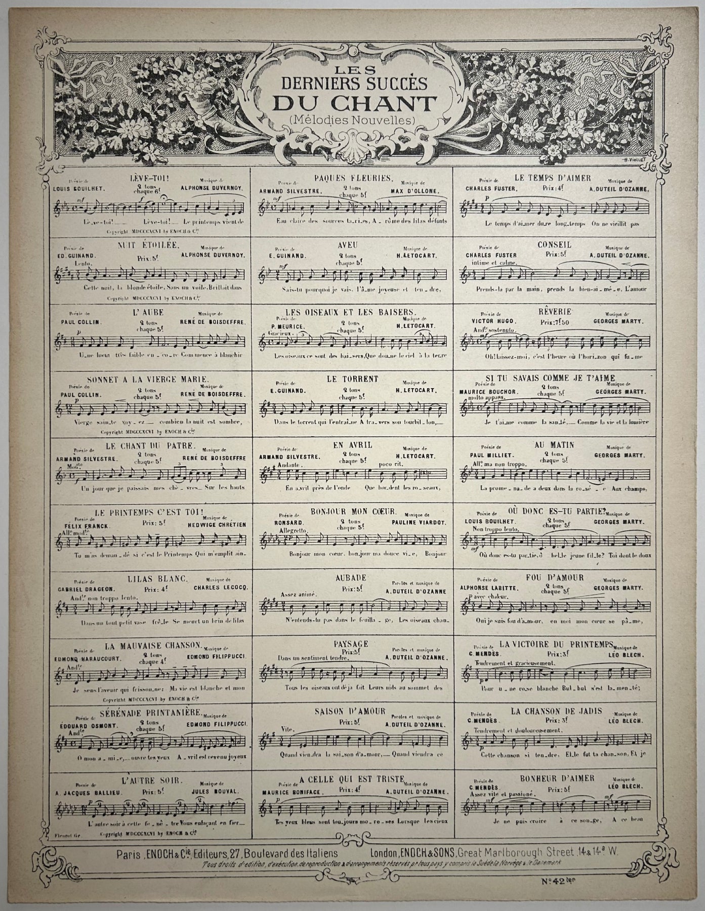 Quatre Mélodies (n°3 : Ma belle m'a dit).