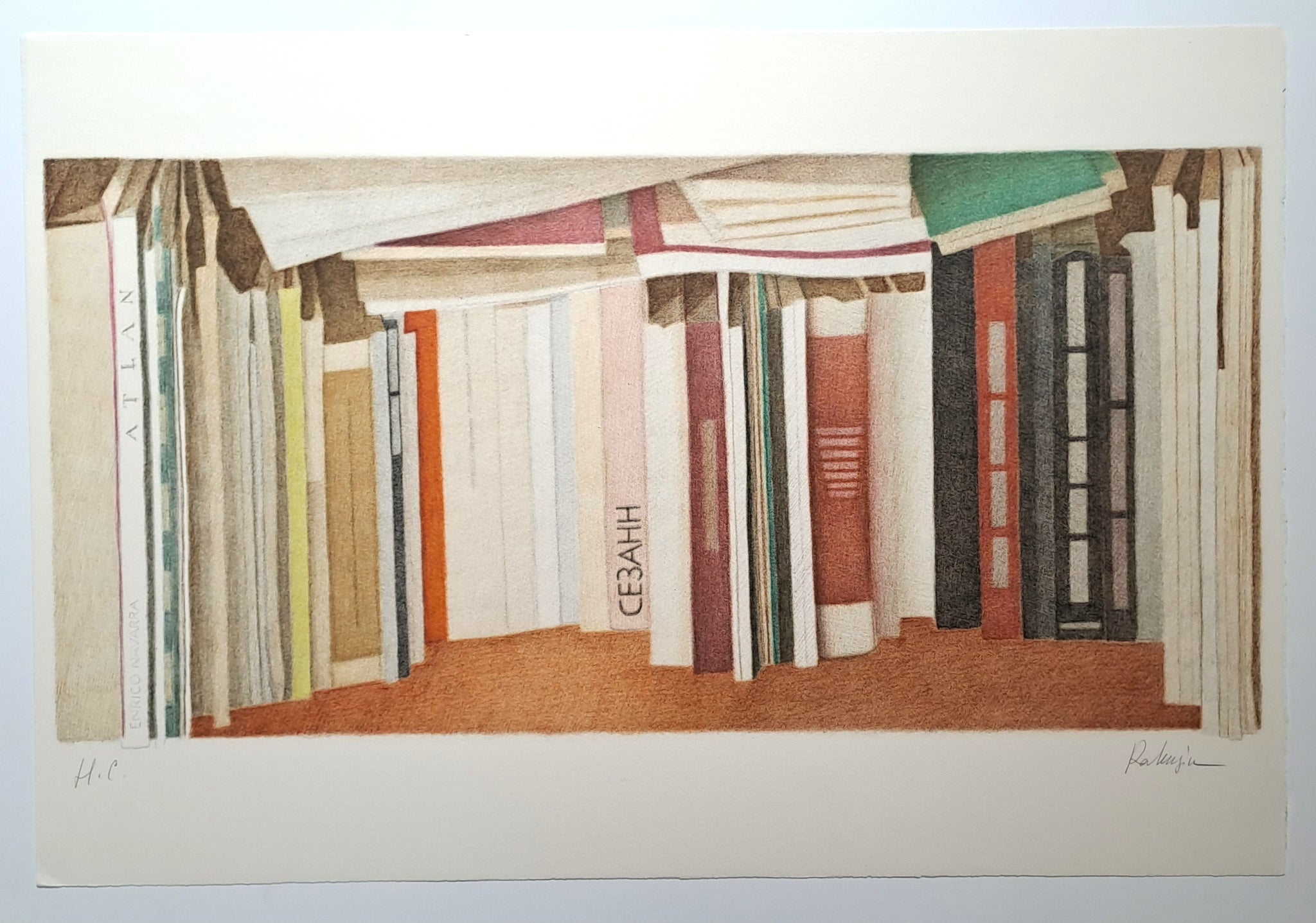 RAKUZIN Naftali. Livres Atlan. Gravure en couleurs, signée.