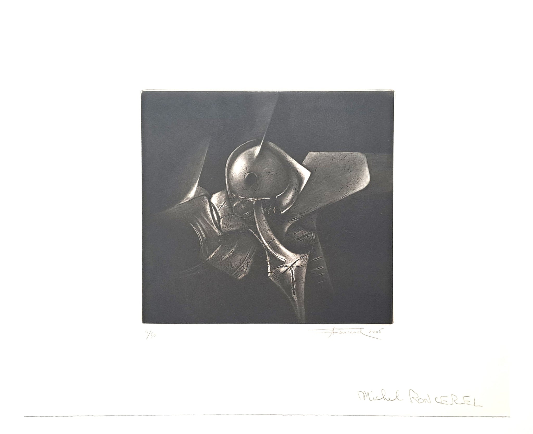 RONCEREL Michel. Fantasy en noir et blanc. Gravure signée.