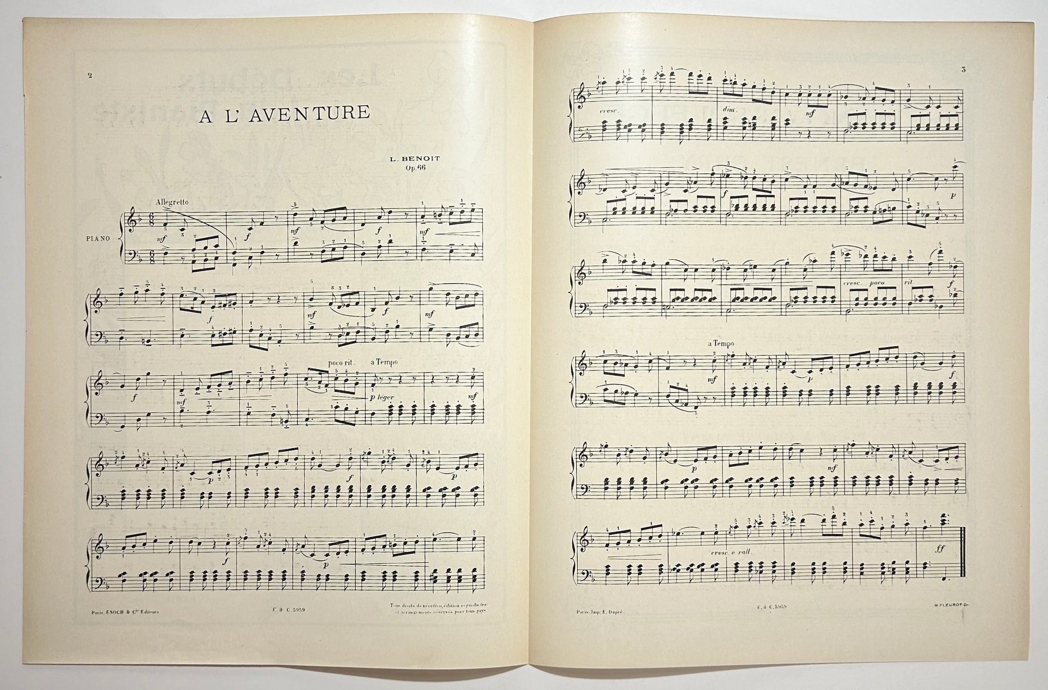 Les Débuts du Pianistes. Collection nouvelle de 100 morceaux très faciles (n°3 : A l'Aventure).