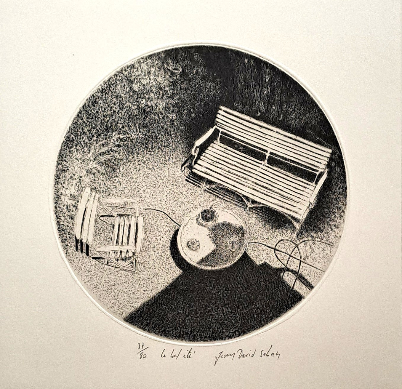 SABAN Jean David. Le bel été. Gravure signée.