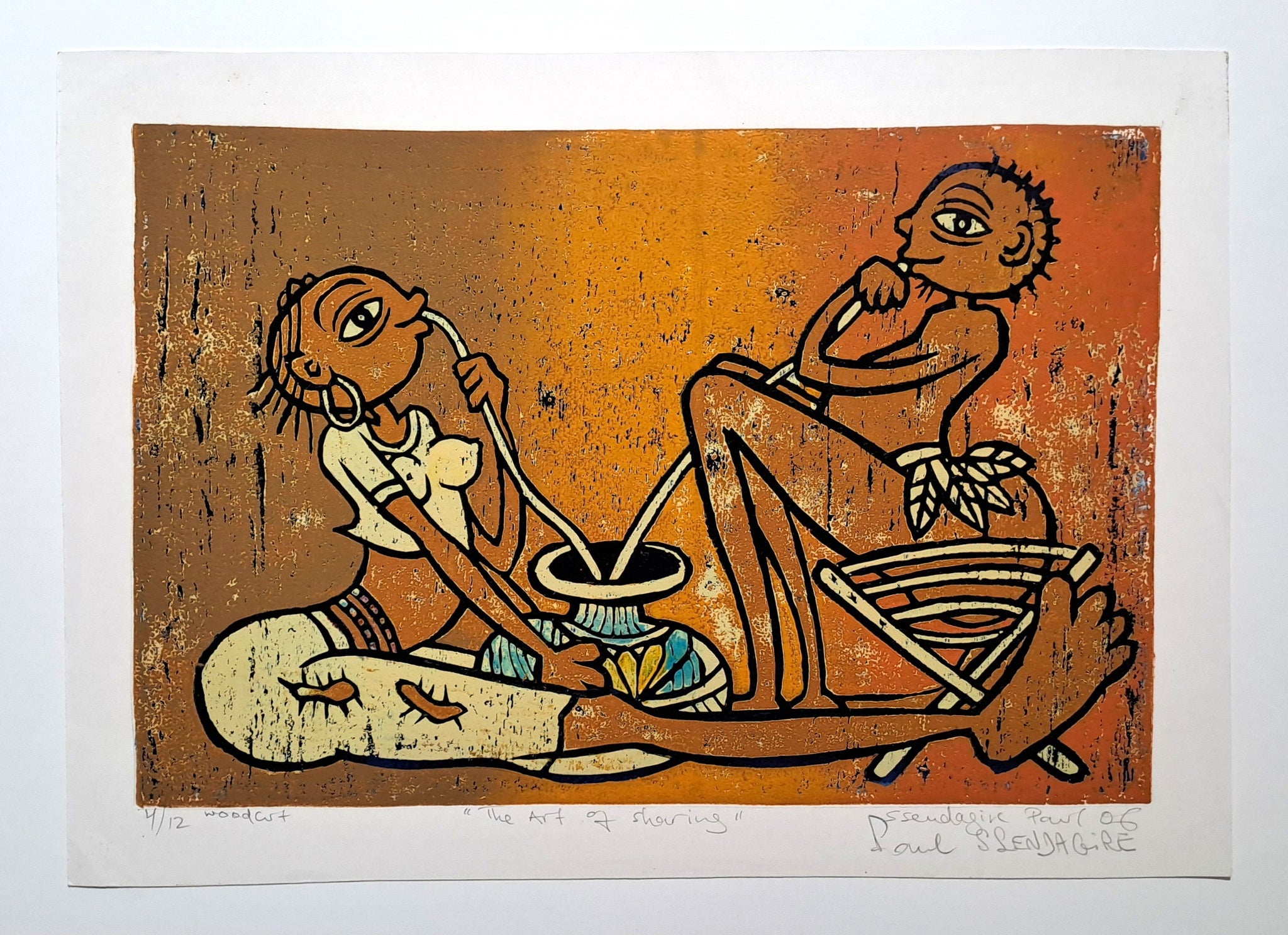 SSENDAGIRE Paul. The art of sharing. Estampe signée.
