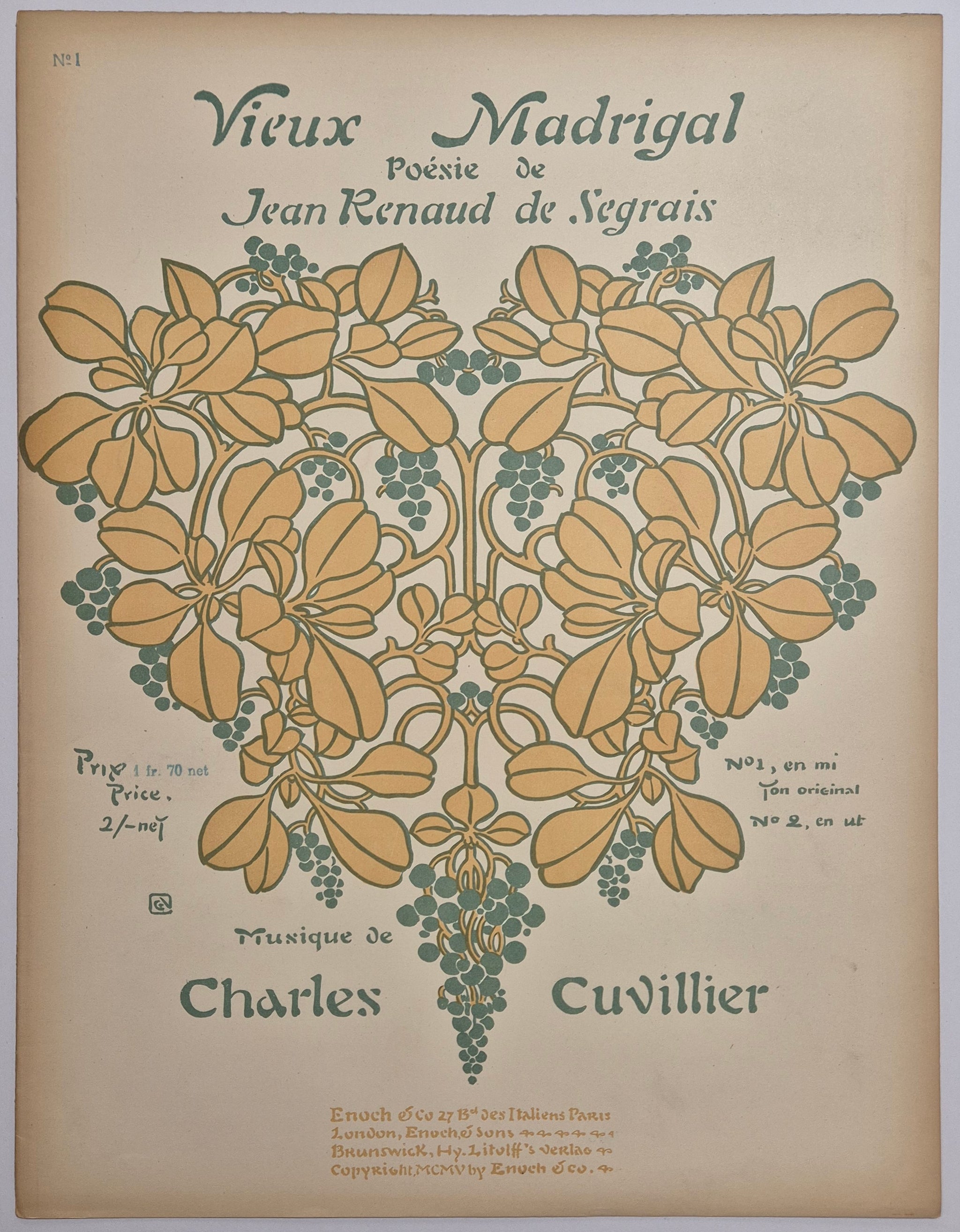 Vieux Madrigal. Poésie de Jean Renaud de Segrais (n°1).