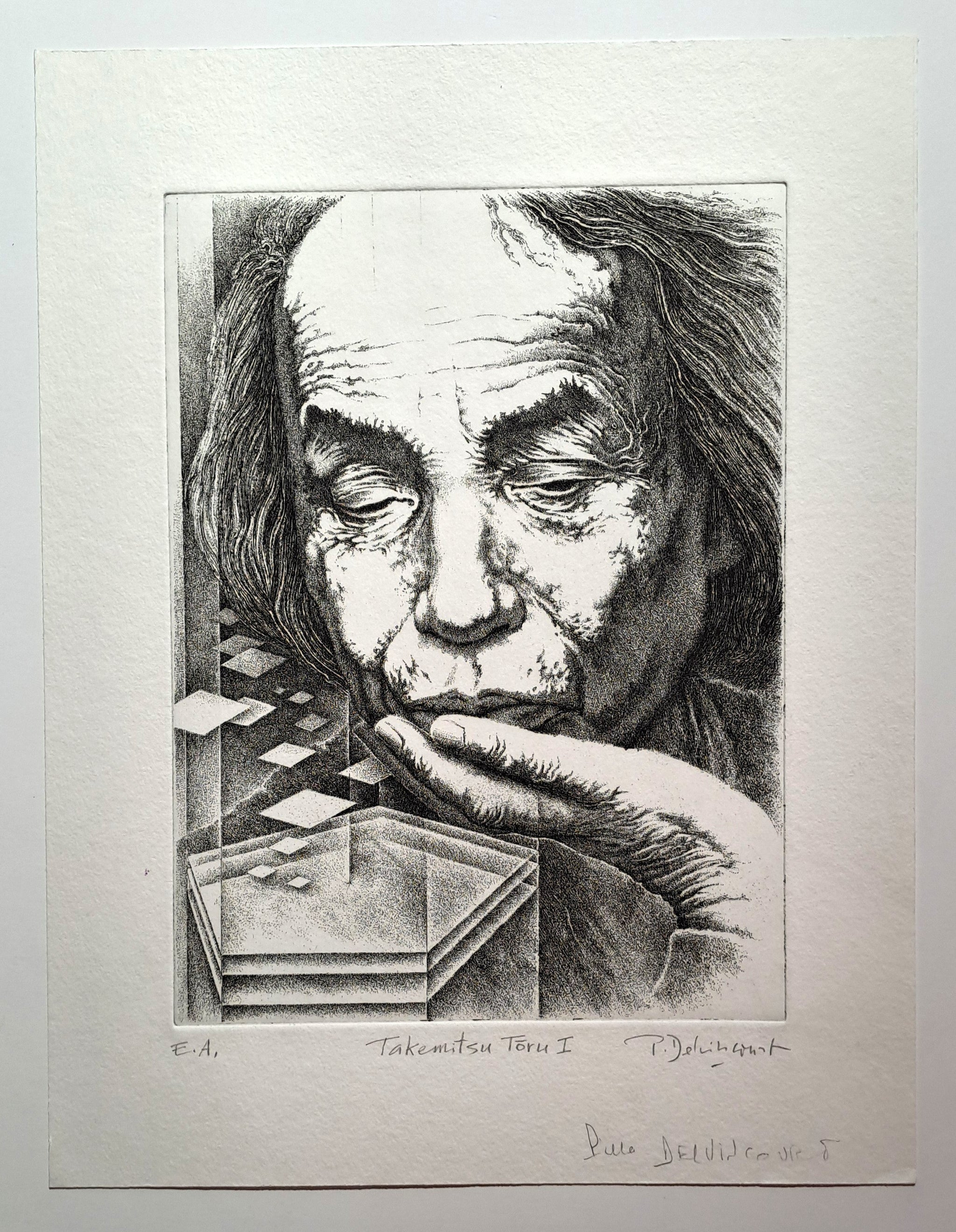 DELVINCOURT Pierre. Takemitsu Toru I.. Gravure signée