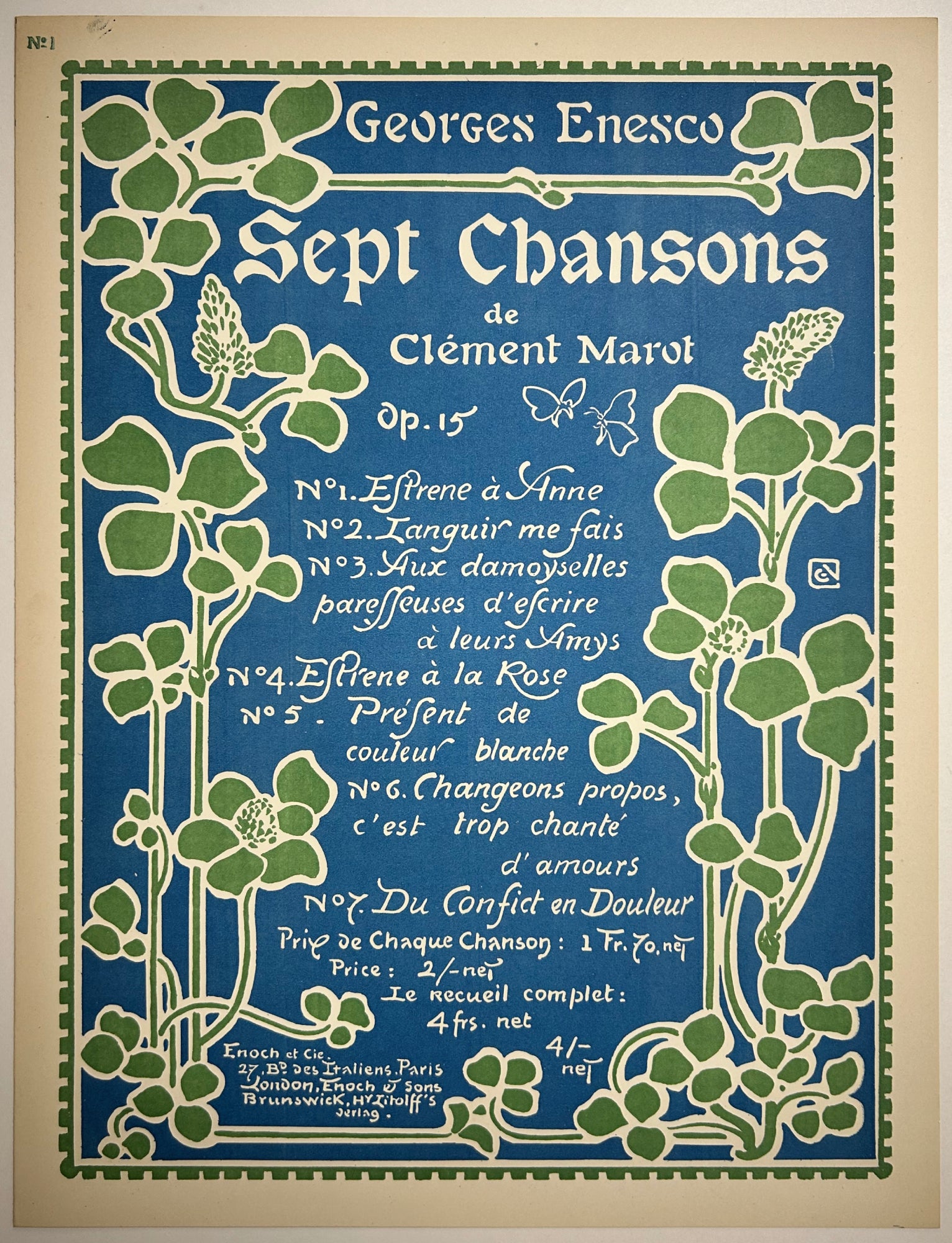 Sept chansons de Clément Marot.