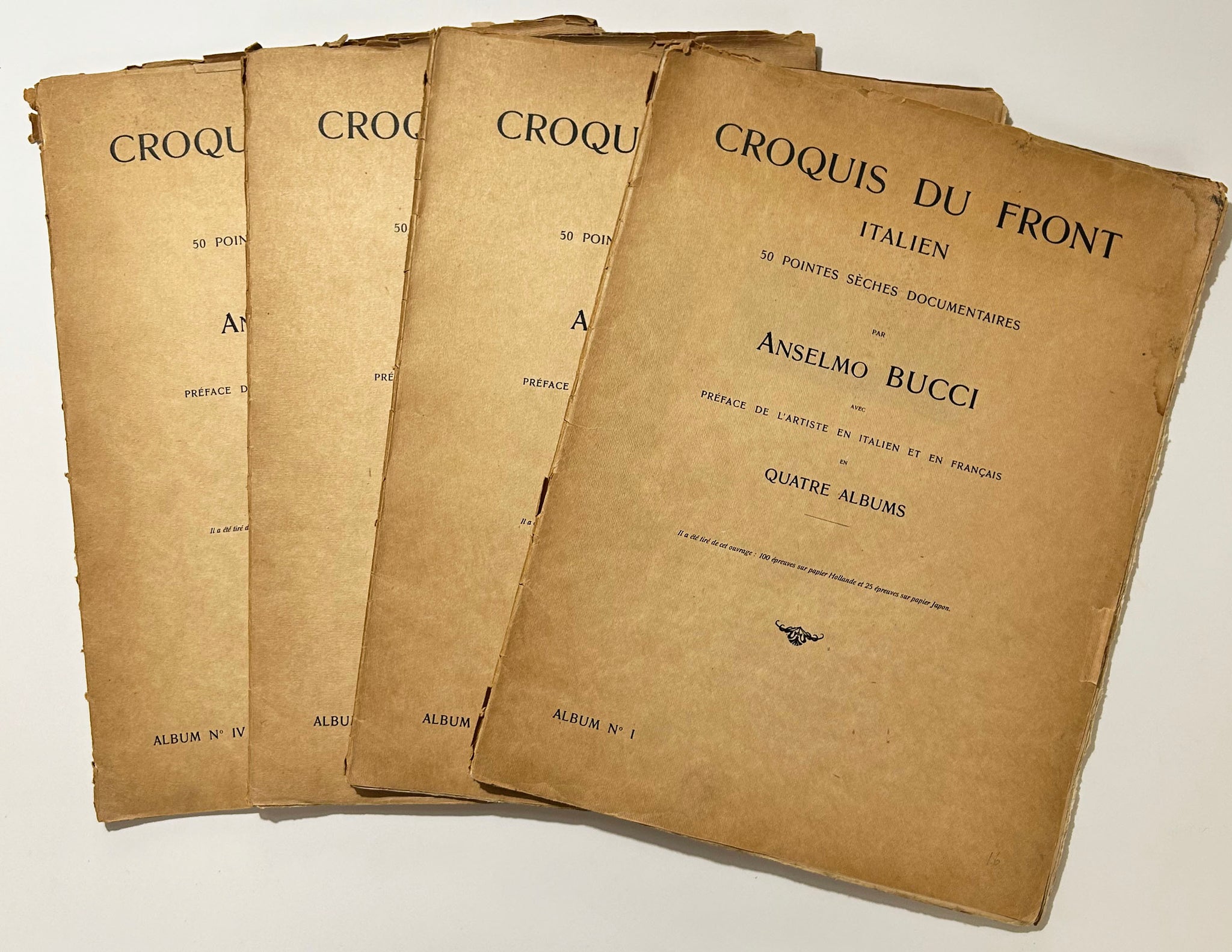 Croquis du front italien, 50 pointes sèches documentaires par Anselmo Bucci.