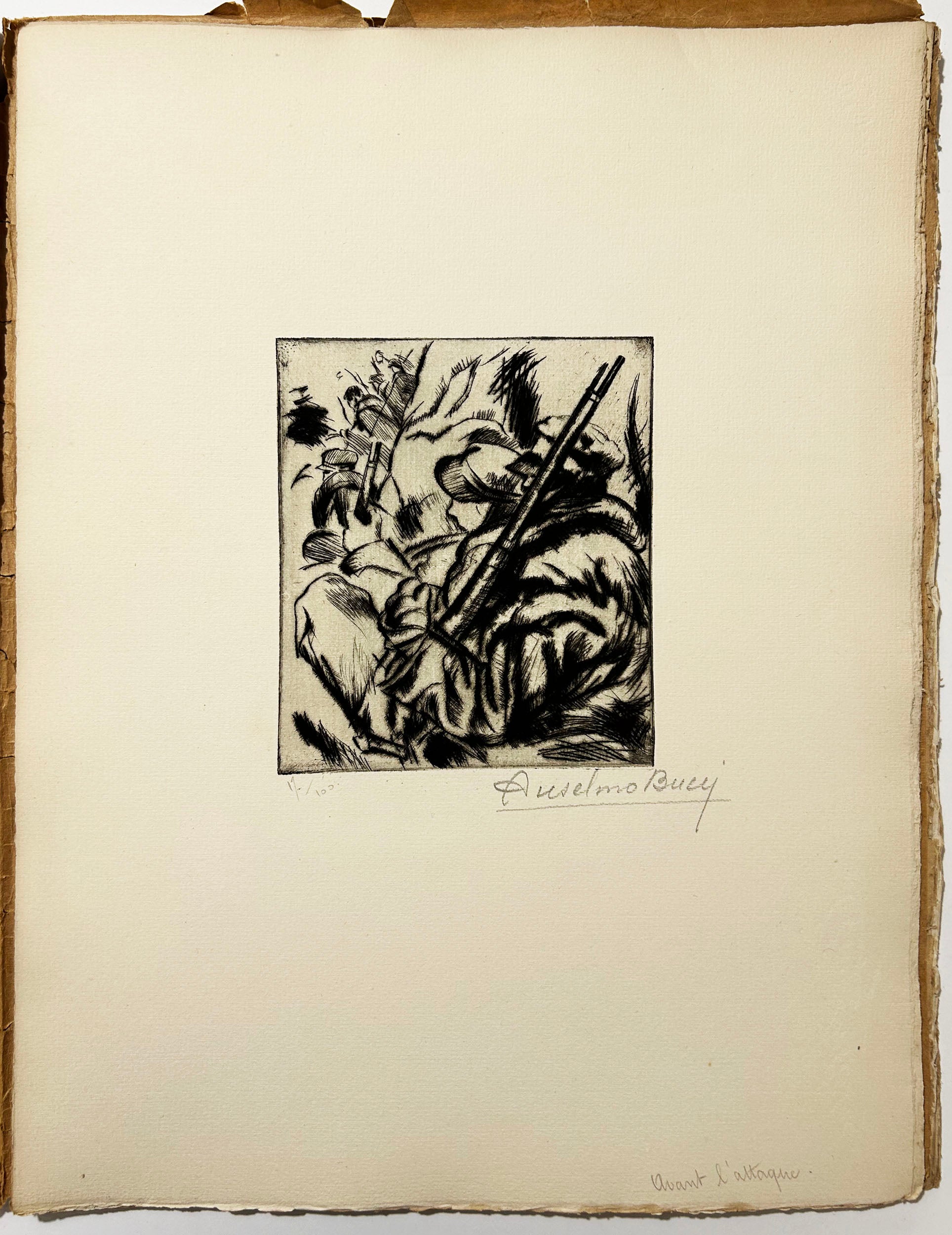 Croquis du front italien, 50 pointes sèches documentaires par Anselmo Bucci.