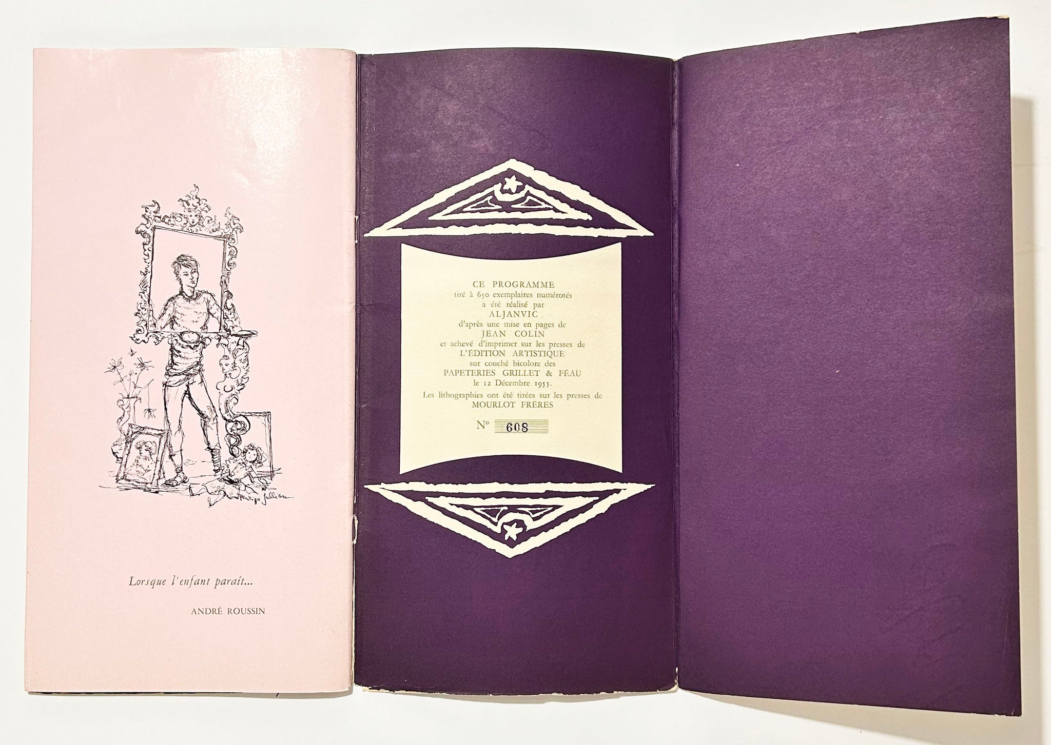 Programme pour la soirée organisée par Danièle Delorme et Alain M. Duchemin (Un soir inhabituel). 1955.