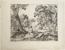 Charger l'image dans la galerie, Femme assise, jouant du tambour de basque, et un berger.