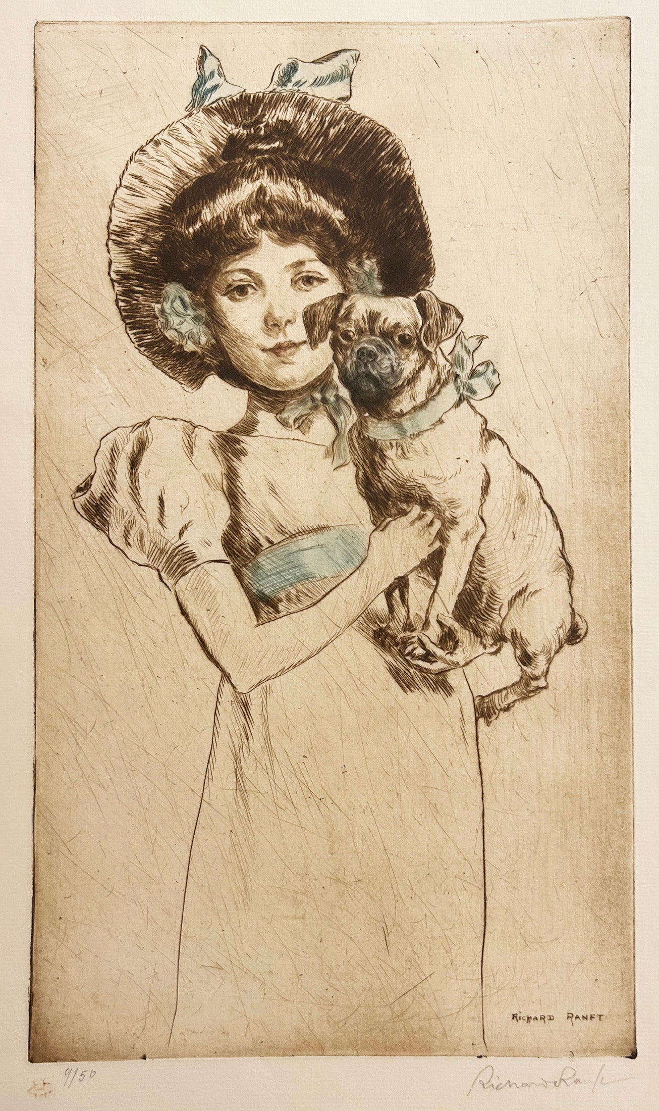 La fillette et son chien.  c.1900.