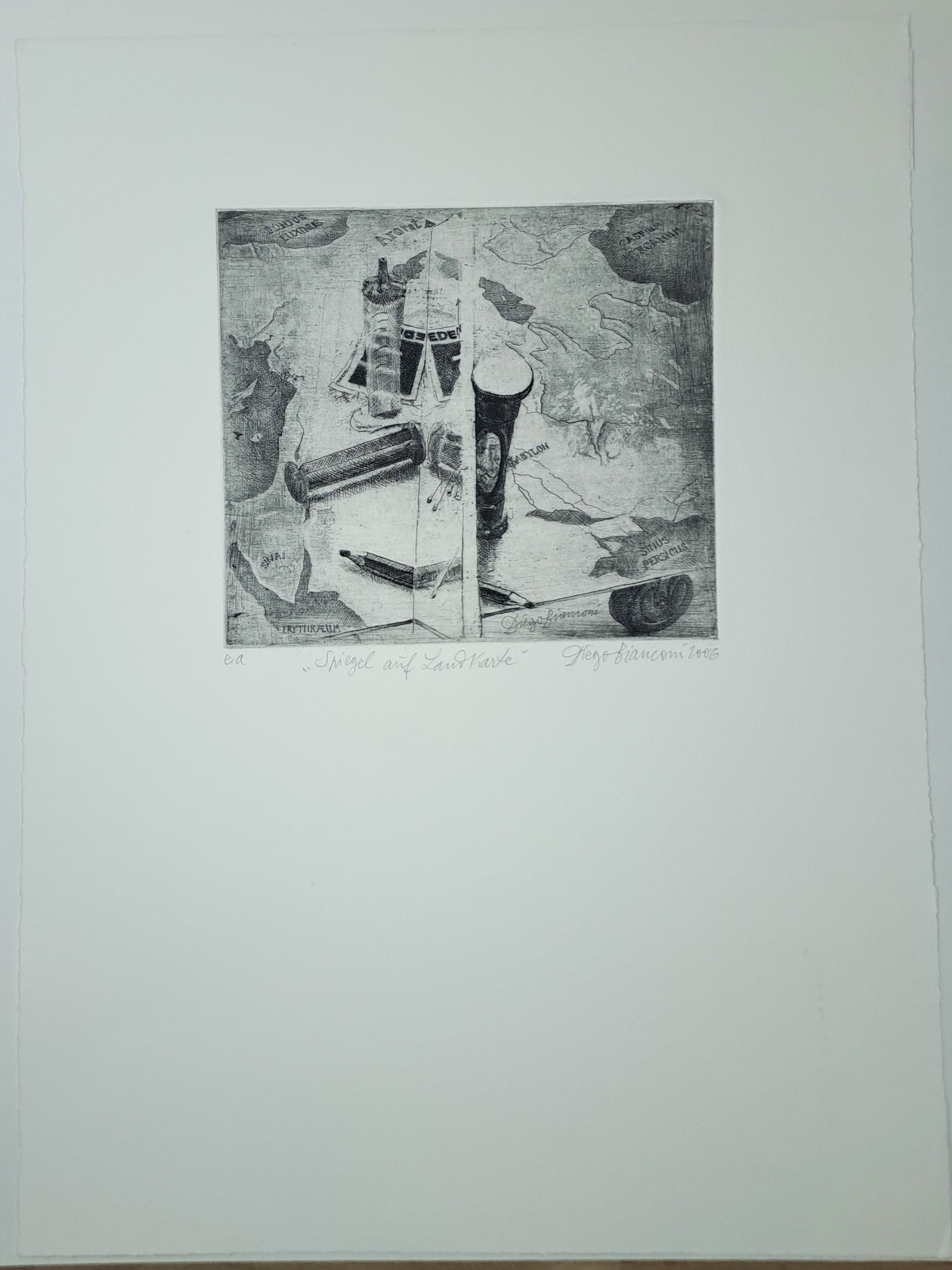 Spiegel auf Landkarte. 2006.