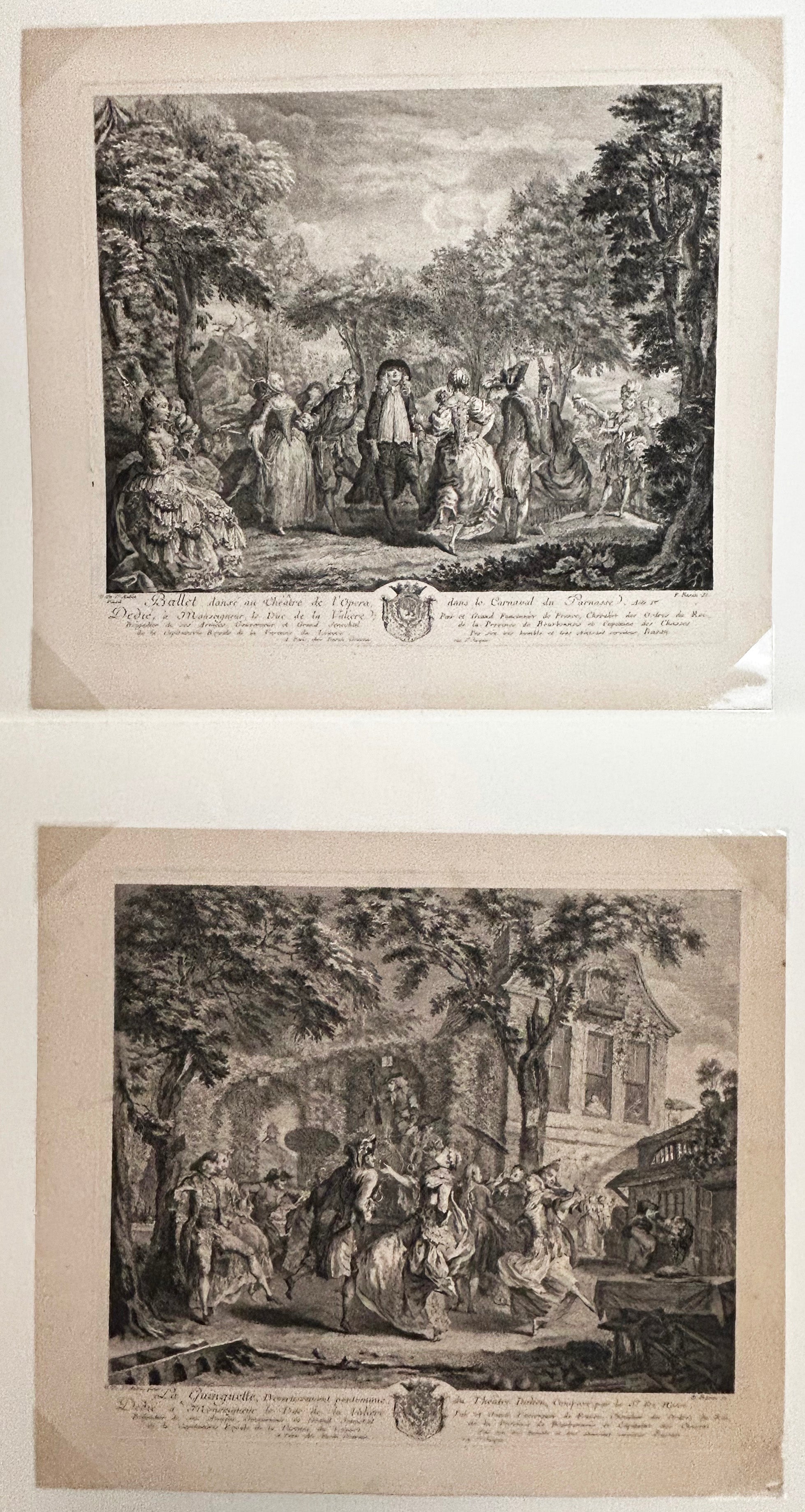Ballet dansé au Théâtre de l'Opéra, dans le Carnaval du Parnasse & La Guinguette, Divertissement pantomime du Théâtre Italien composé par le Sr De Hesse. Dédiés à Monseigneur le Duc de la Valière. c.1760.