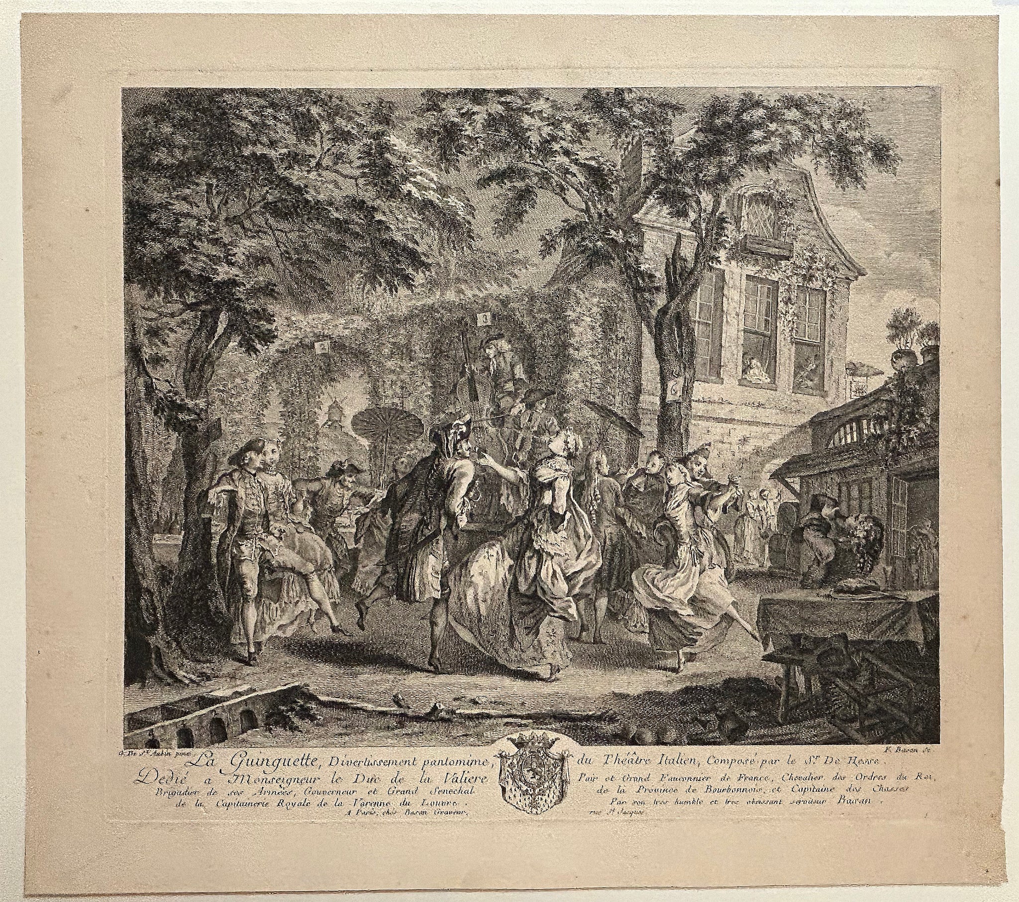 Ballet dansé au Théâtre de l'Opéra, dans le Carnaval du Parnasse & La Guinguette, Divertissement pantomime du Théâtre Italien composé par le Sr De Hesse. Dédiés à Monseigneur le Duc de la Valière. c.1760.