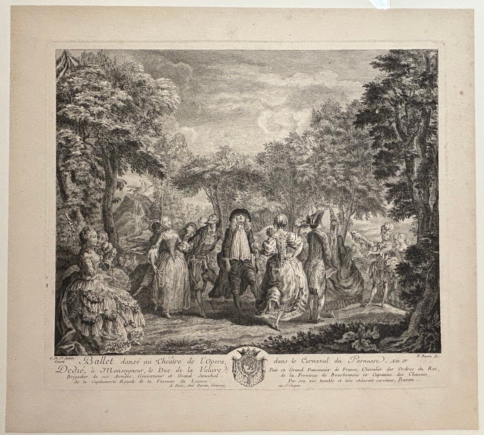 Ballet dansé au Théâtre de l'Opéra, dans le Carnaval du Parnasse & La Guinguette, Divertissement pantomime du Théâtre Italien composé par le Sr De Hesse. Dédiés à Monseigneur le Duc de la Valière. c.1760.