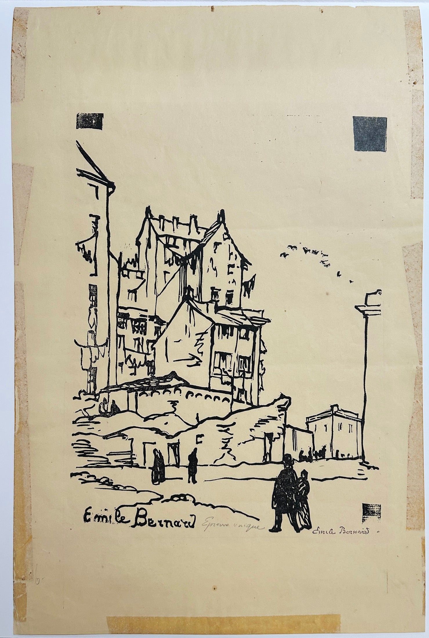 Venise, Personnages au pied des vieilles maisons.  c.1920.