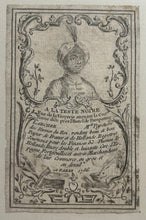 Charger l'image dans la galerie, Carte de visite de Larcher, marchand papetier du roi, A la tête noire, rue de la Verrerie. 1756.