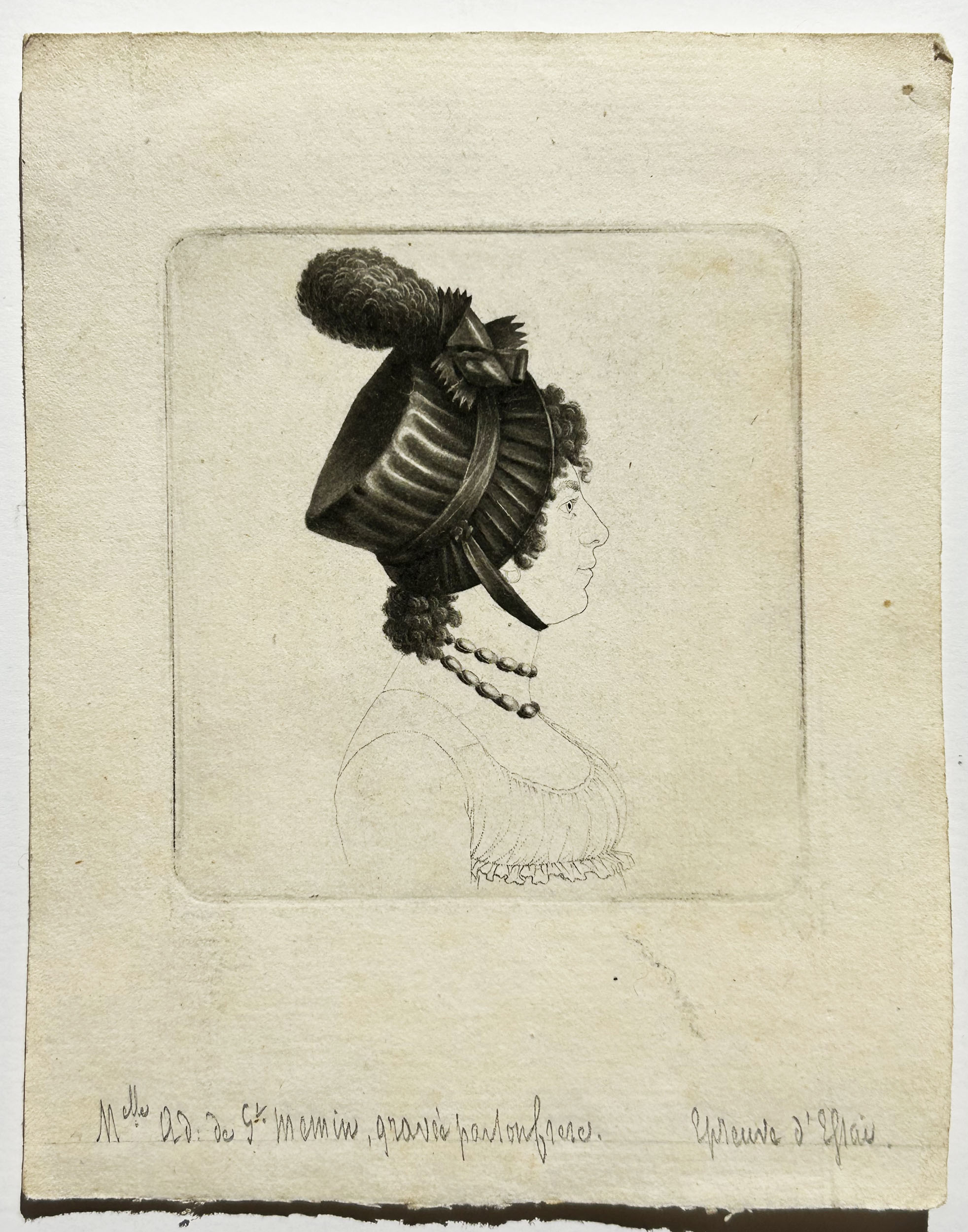 Portrait de Mlle Adélaïde Févret de Saint-Mémin, sœur de l'artiste, de profil droit. 1799-1800.