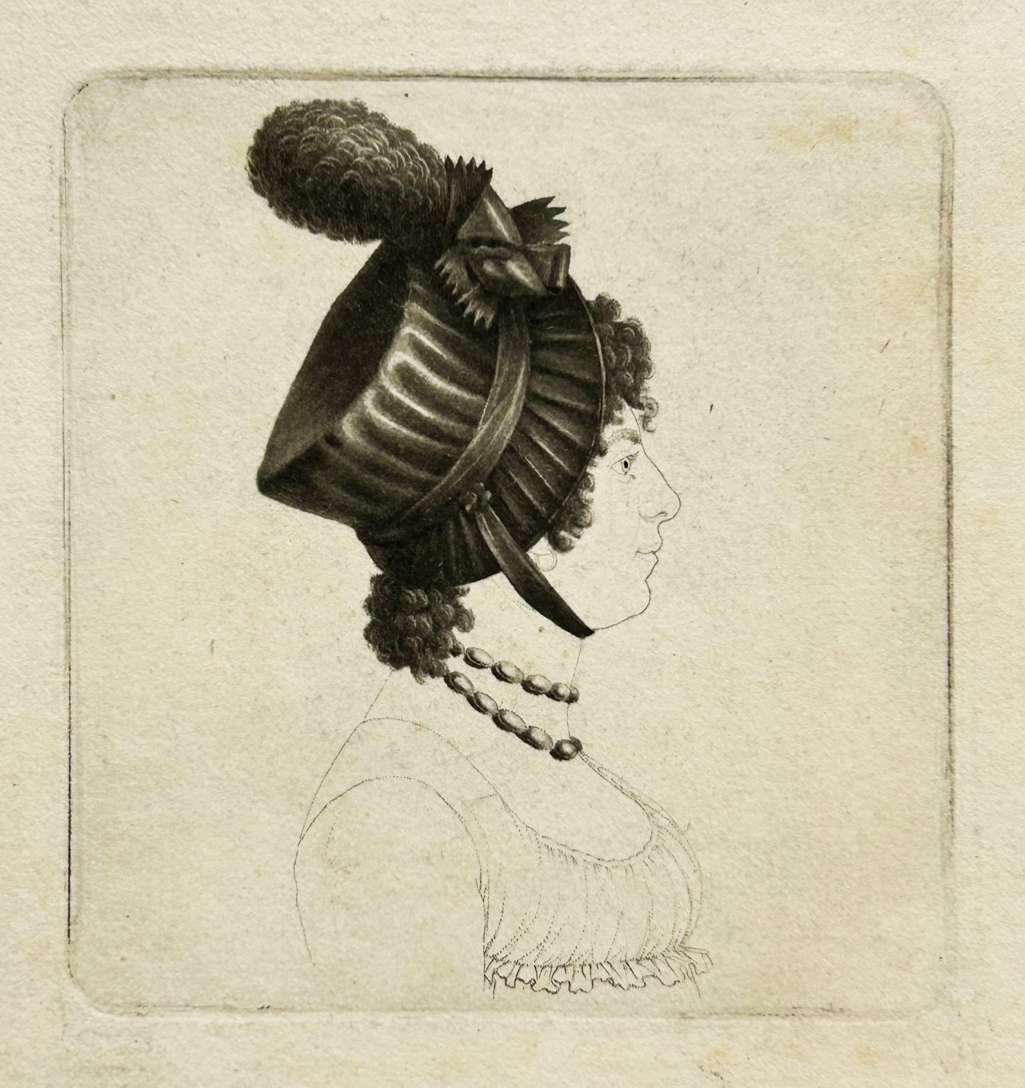 SAINT-MEMIN Portrait de Mlle Adélaïde Févret de Saint-Mémin, sœur de l'artiste, de profil droit. 1799-1800. Physionotrace.