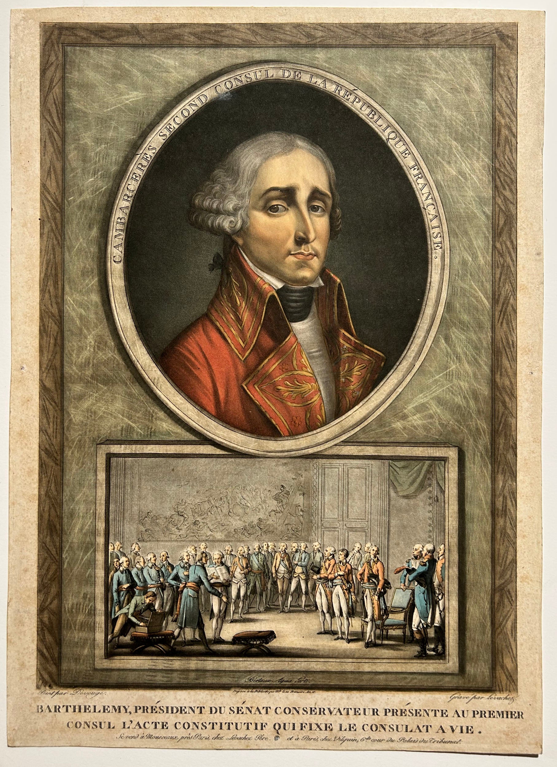 LEVACHEZ et DUPLESSIS-BERTAUX. Portrait de Jean-Jacques-Régis de Cambacérès (1753 † 1824), Second Consul de la République française.  1802.