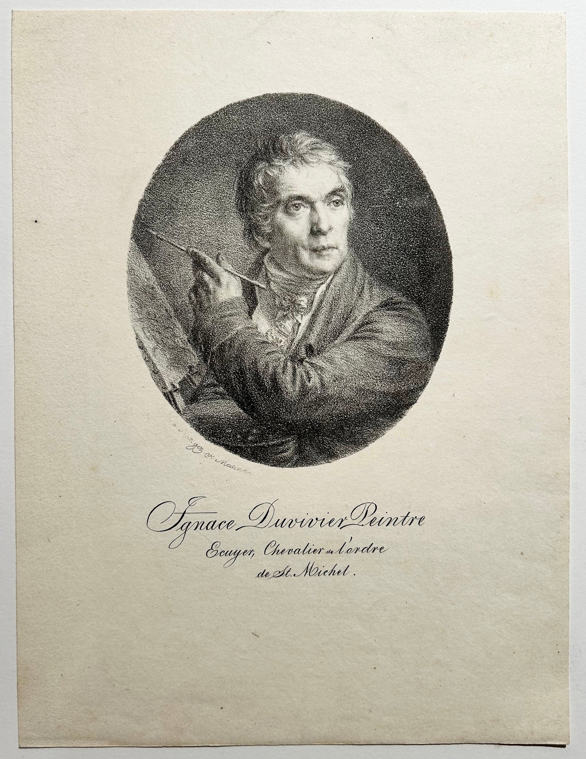 MAHNKE Karl. Portrait d'Ignace Duvivier, peintre, Ecuyer et Chevalier de l'ordre de St Michel (France 1758 † 1832). Lithographie.