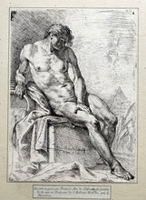 Charger l'image dans la galerie, LEIDENSDORF Nu masculin assis. Figure académique d'homme.  1742. Gravure.