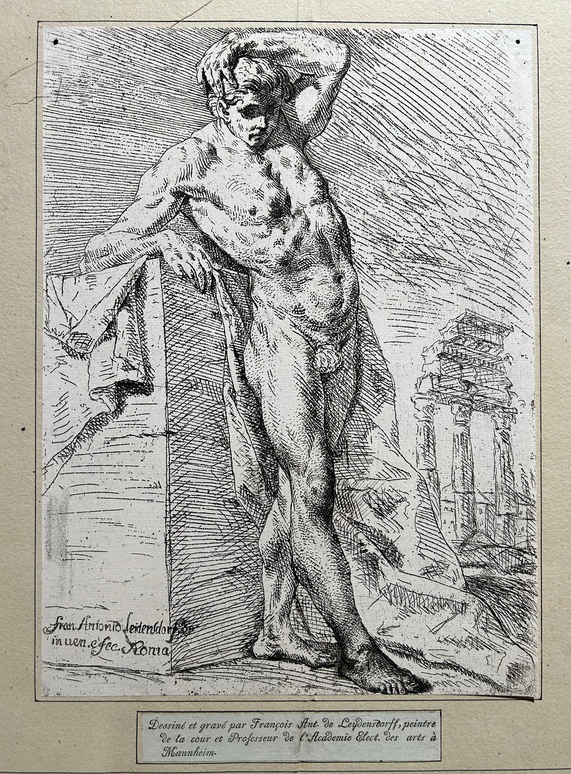 Nu masculin debout. Figure académique d'homme.  1742.