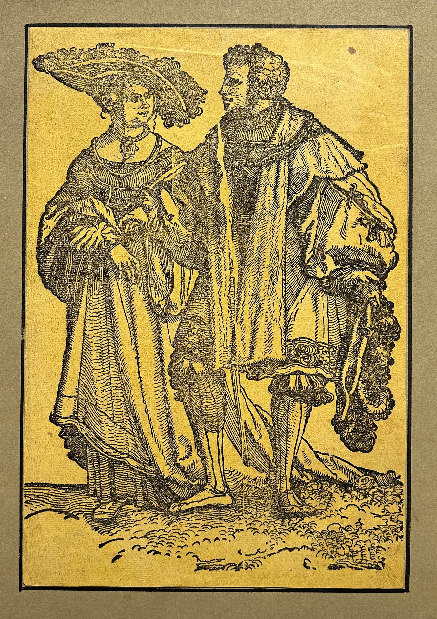 SCHÄUFELEIN Hans Leonhard. Un couple de danseurs. Bois gravé.