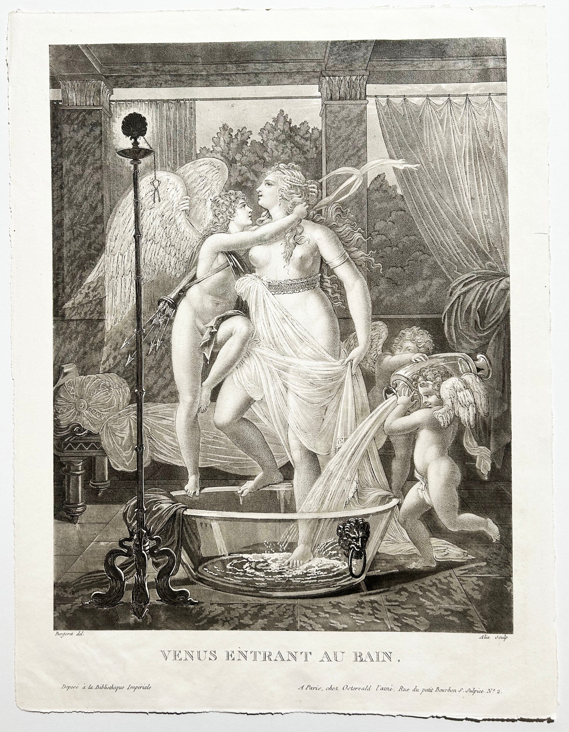 Pierre Michel ALIX Vénus entrant au bain. 1807. Gravure à l'aquatinte et au pointillé d'après Bergeret.