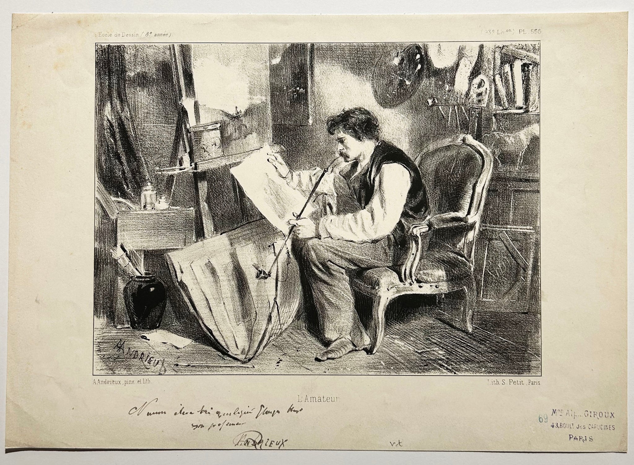 L'Amateur (Autoportrait à la pipe).  c.1860.
