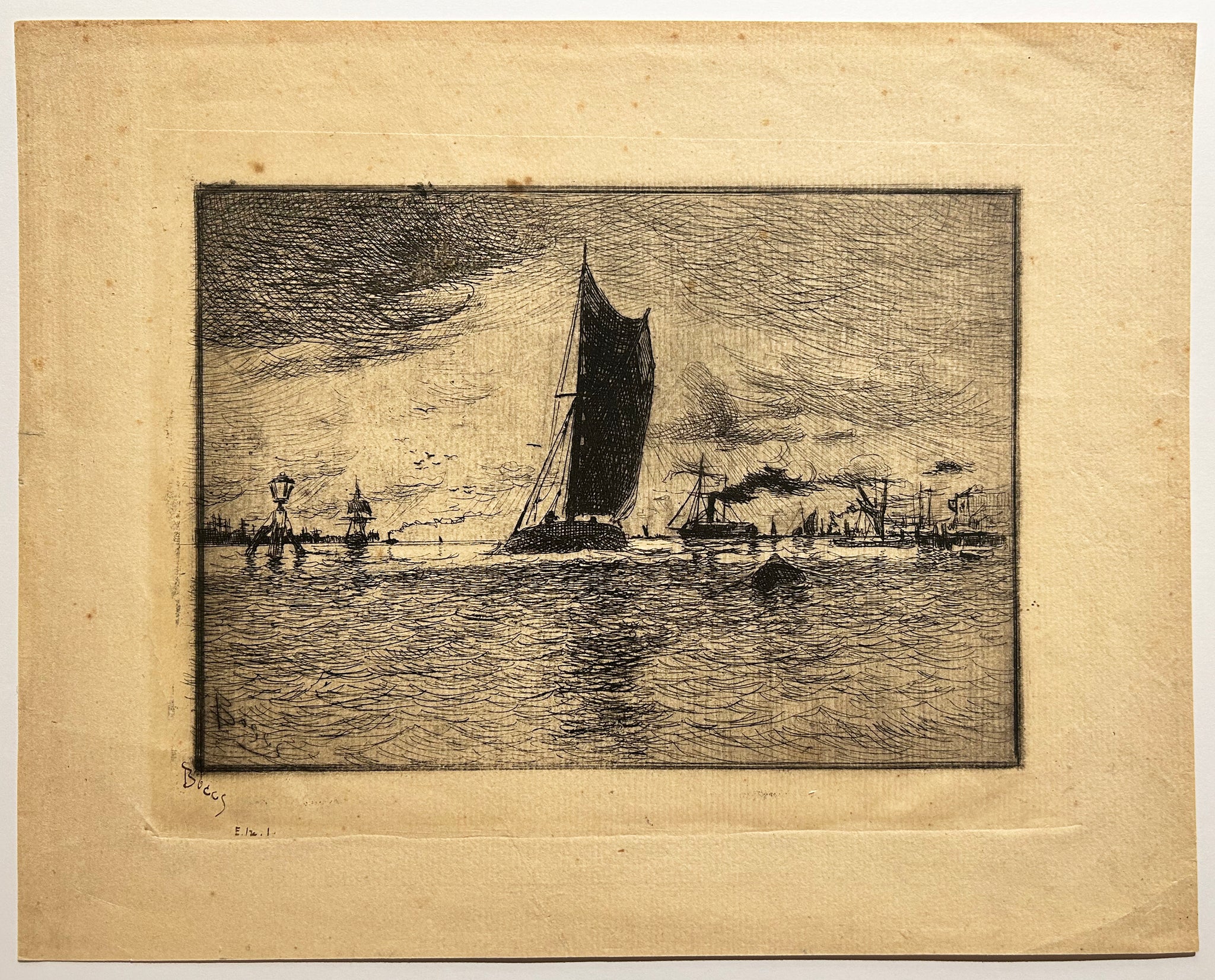 BOGGS Frank. Marine. Gravure originale signée par l'artiste.