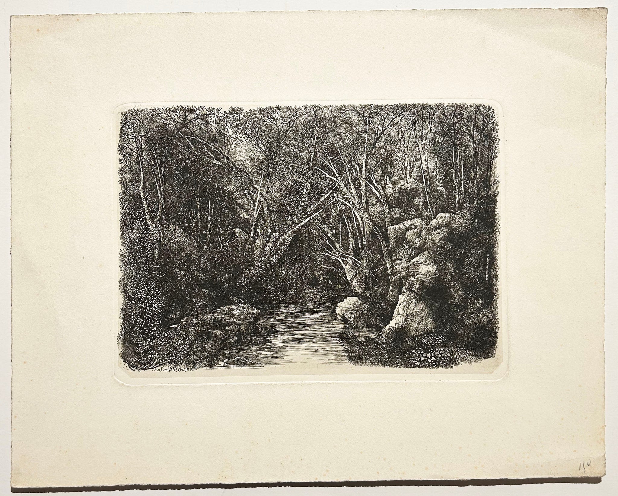Le ruisseau sous bois. 1880.