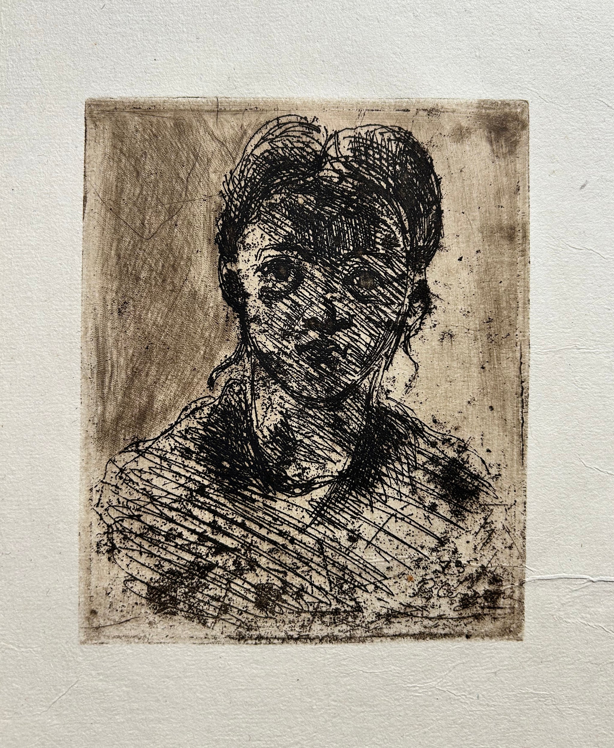 CEZANNE Tête de jeune fille. 1873. Gravure originale.