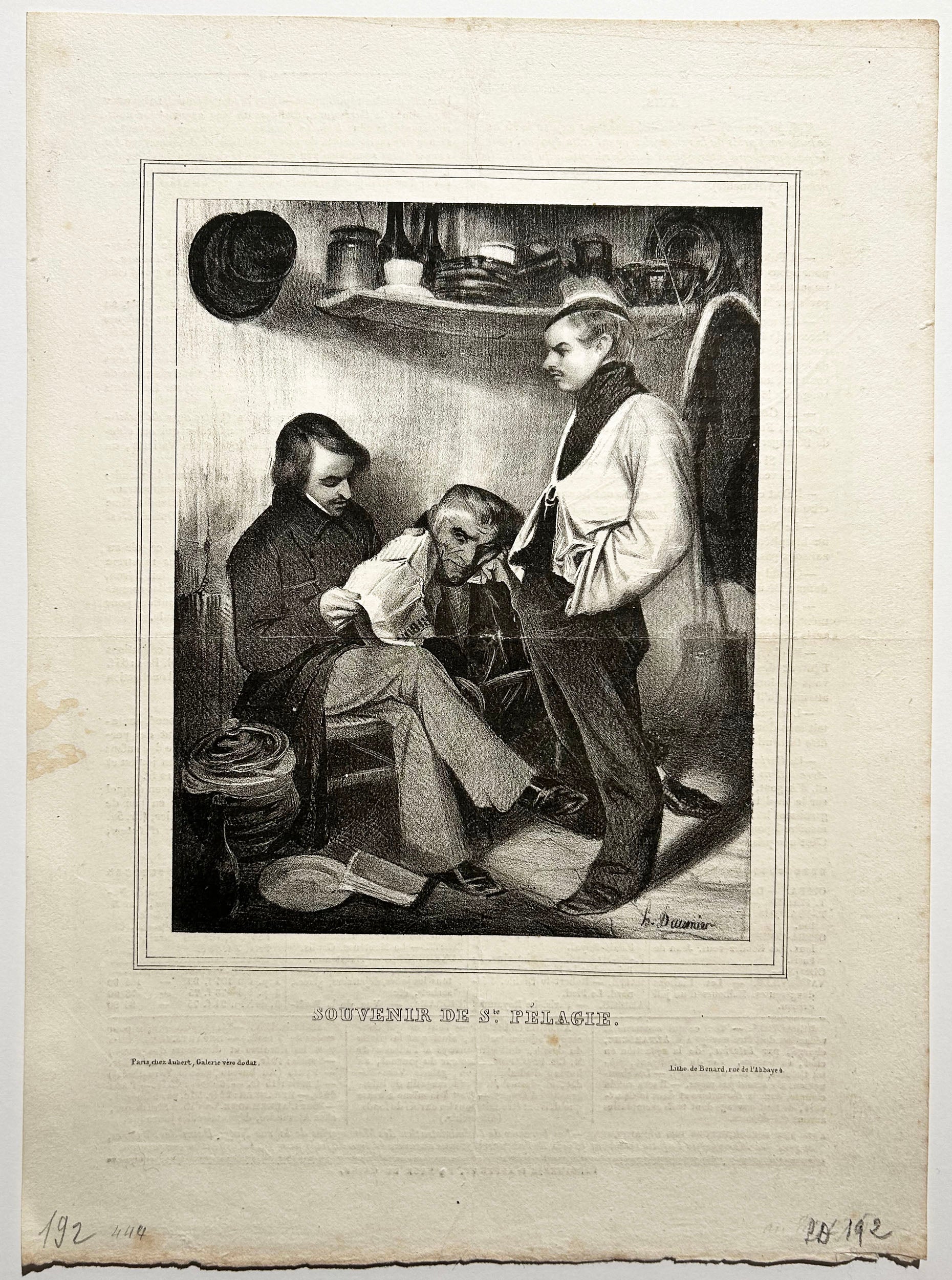 Honoré DAUMIER Souvenir de Ste Pélagie, petite planche. 1834. Lithographie.