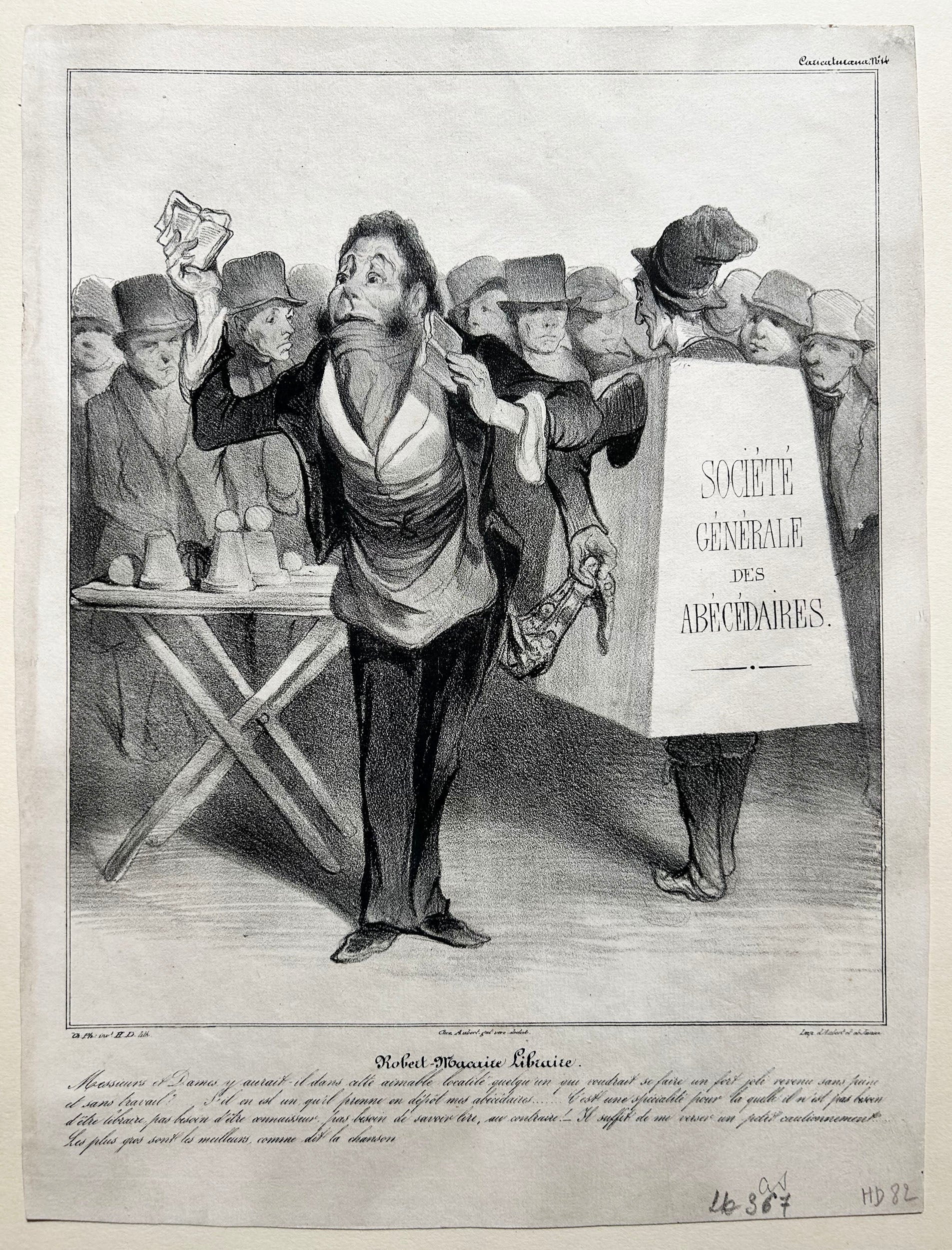 Honoré DAUMIER Robert-Macaire libraire (Escamoteur). 1836-1838. Lithographie.