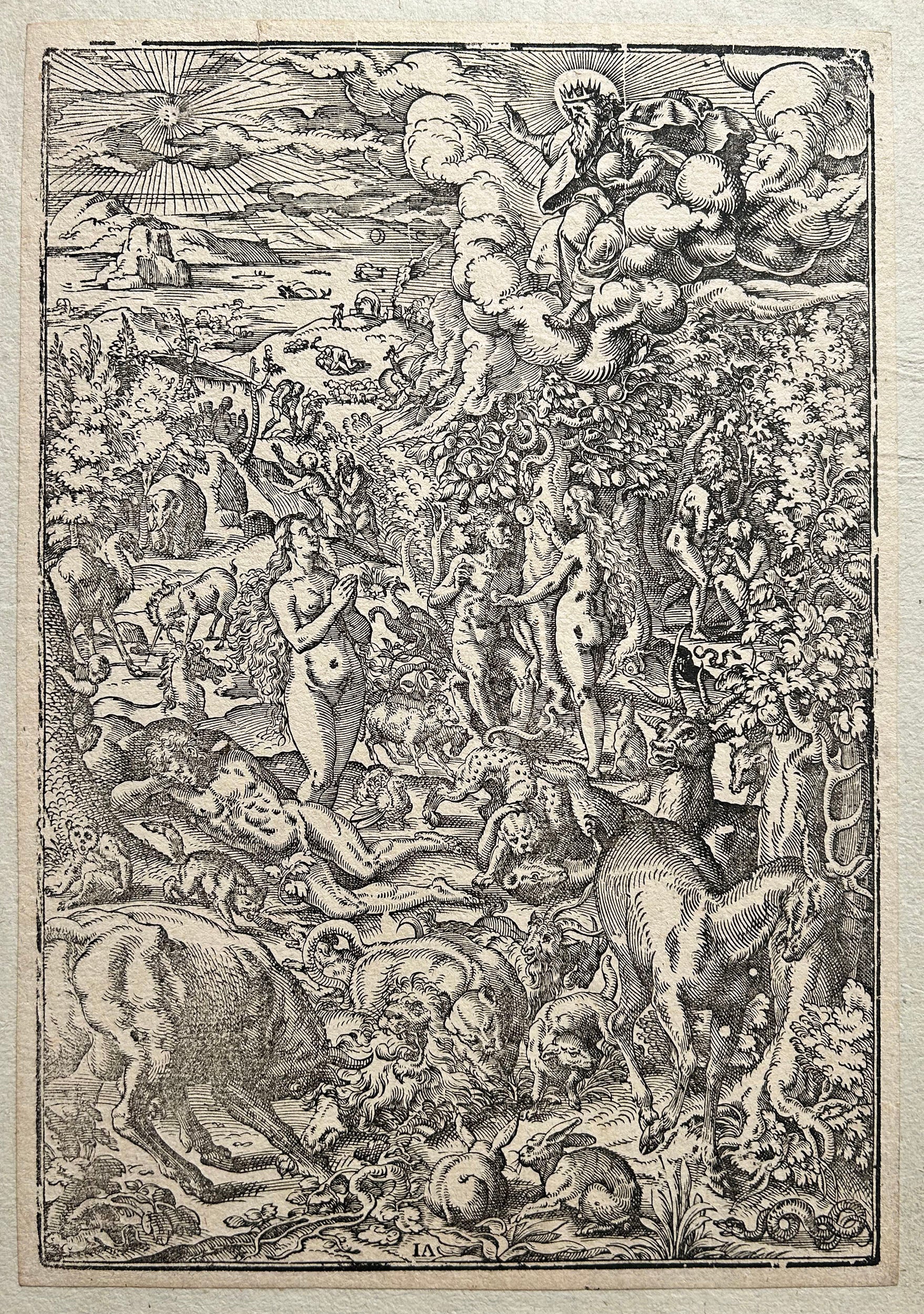 Jost AMMAN. L'Histoire d'Adam et Eve. 1580. Bois gravé.