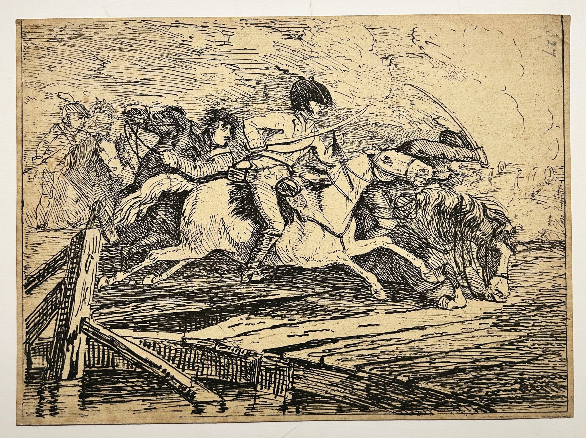 GESSNER Johann Conrad Cavalerie chargeant. Lithographie.