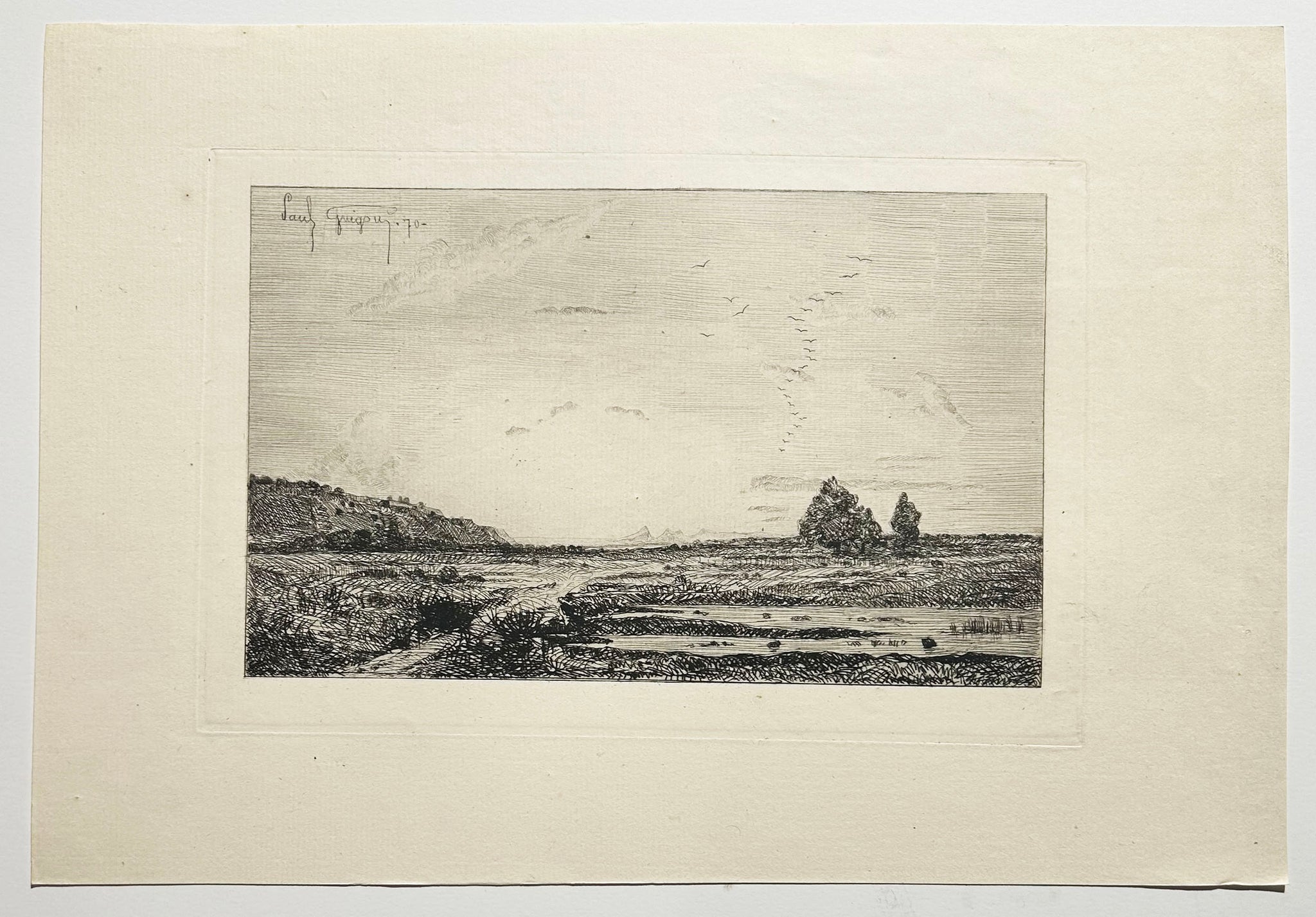 La plaine de la Crau, effet de crépuscule (Bouches du Rhône).  1870.