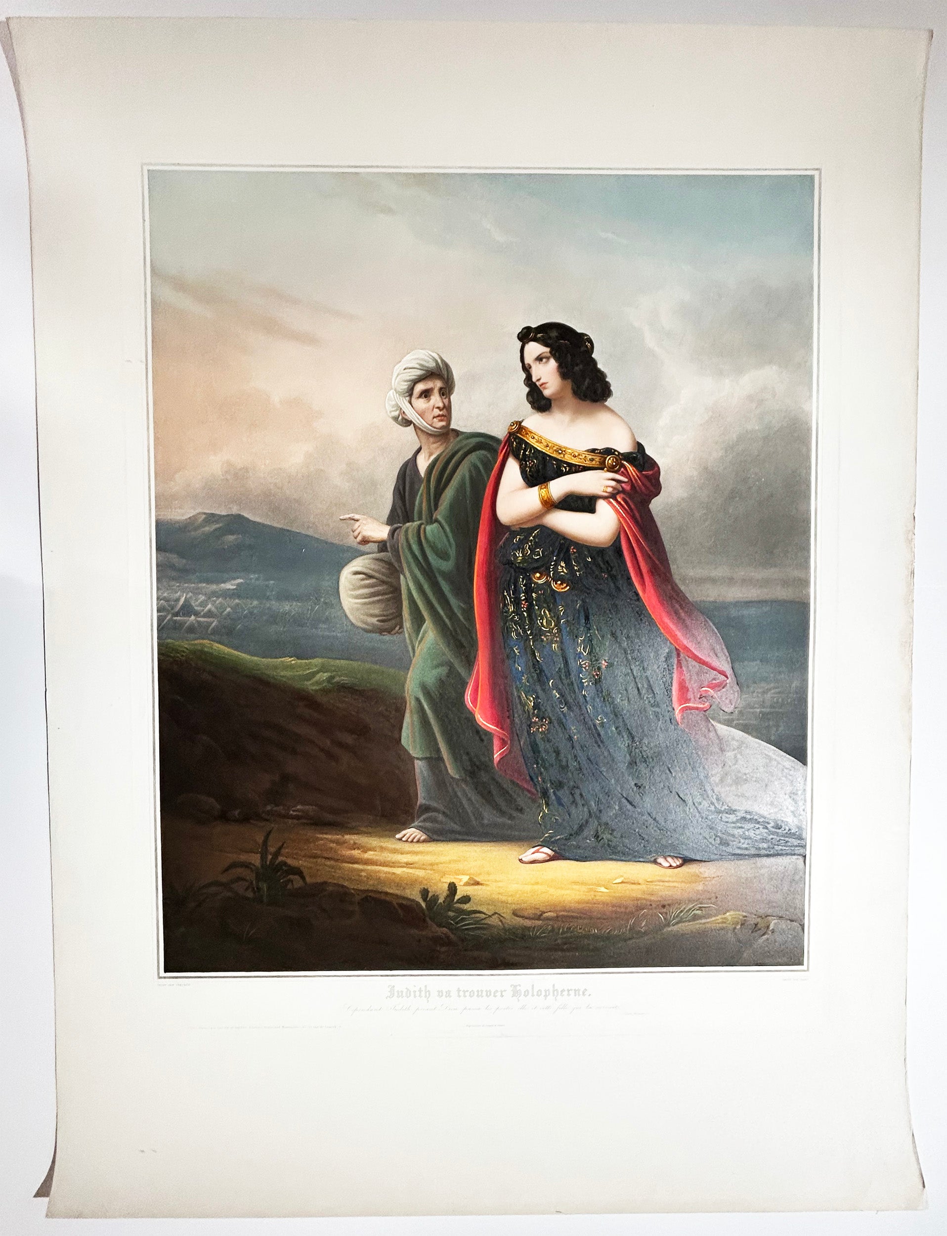 Judith va trouver Holopherne. Cependant Judith priant Dieu passa les portes, elle et cette fille qui la suivait. 1840.