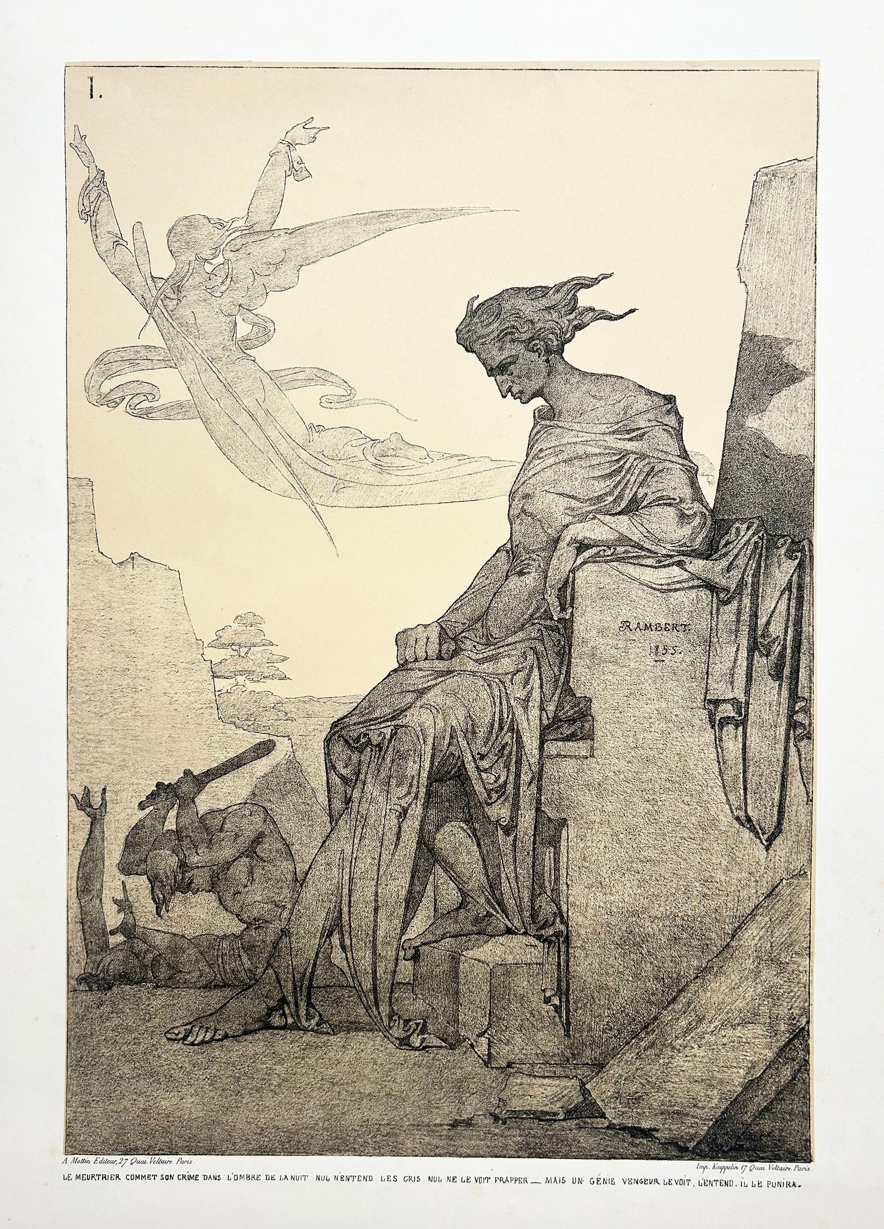Le Meurtre. Huit dessins et un texte par Rambert. 1855.